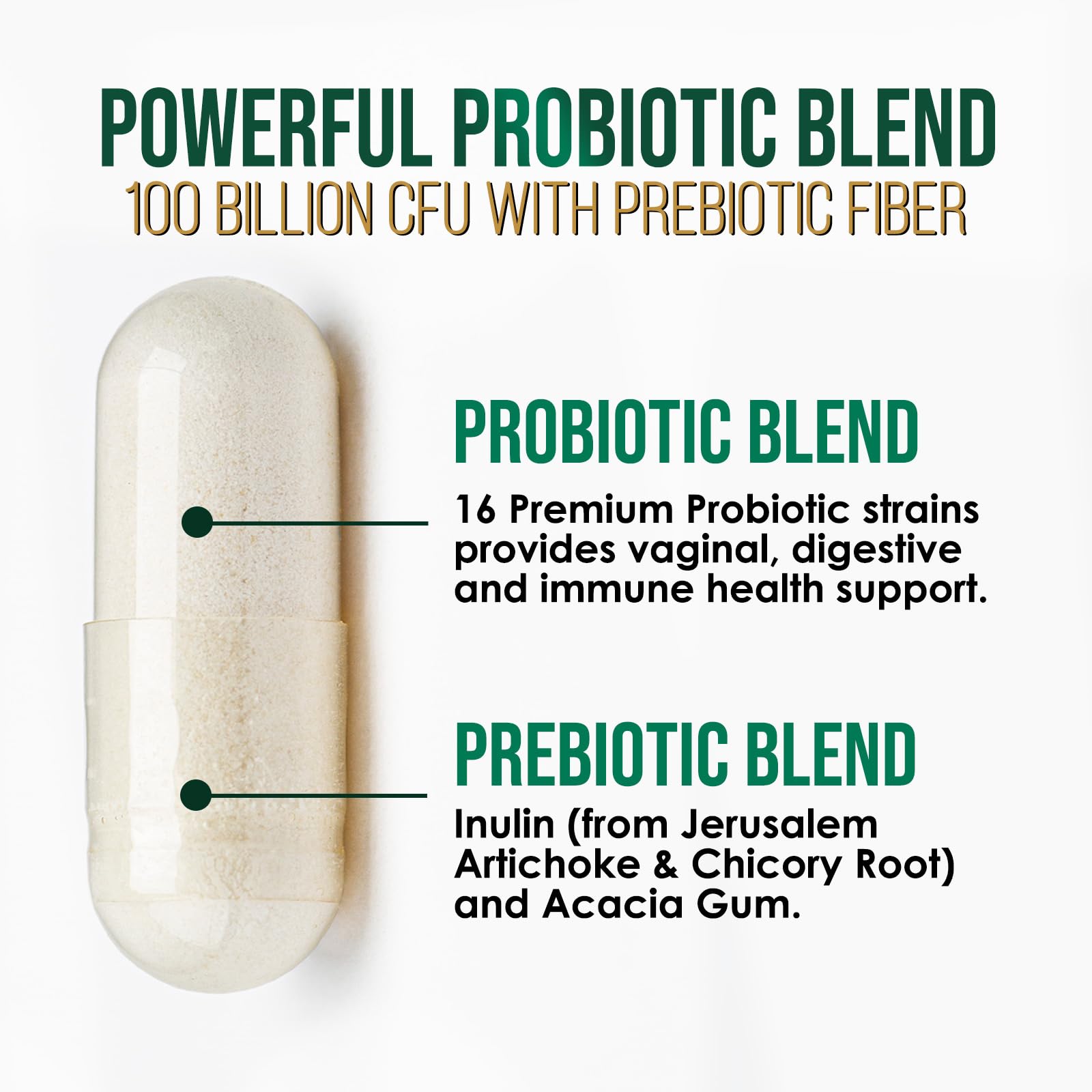 Probiotics 100 Billion CFU Per Serving - 16 Premium Probiotic Strains Prebiotics - Immune Support, Gut Health, Occasional Constipation, Gas & Bloating, Probiotics Supplement, USA Bottled, 60 Capsules Nature's PeakAu supplements