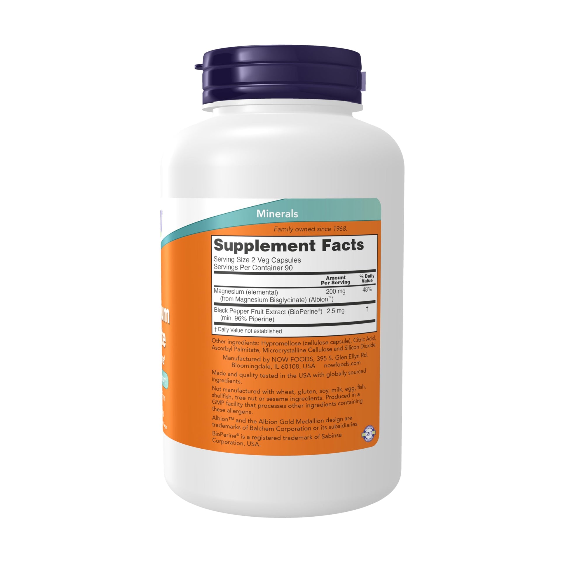 Now Supplements, Magnesium Glycinate with BioPerine, 180 Veg Capsules NOW FoodsAu supplements