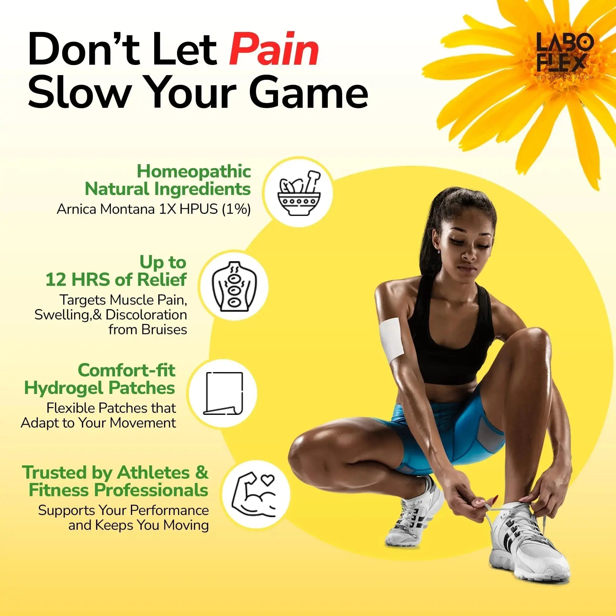 LABOFLEX Arnipatch Natural Arnica Pain Relief Hydrogel Patches – Long Lasting Relief for Muscle Soreness, Swelling, Inflammation, Stiffness & Injury on Back, Knee & Neck (Box, 10, Count) LABOFLEXAu supplements