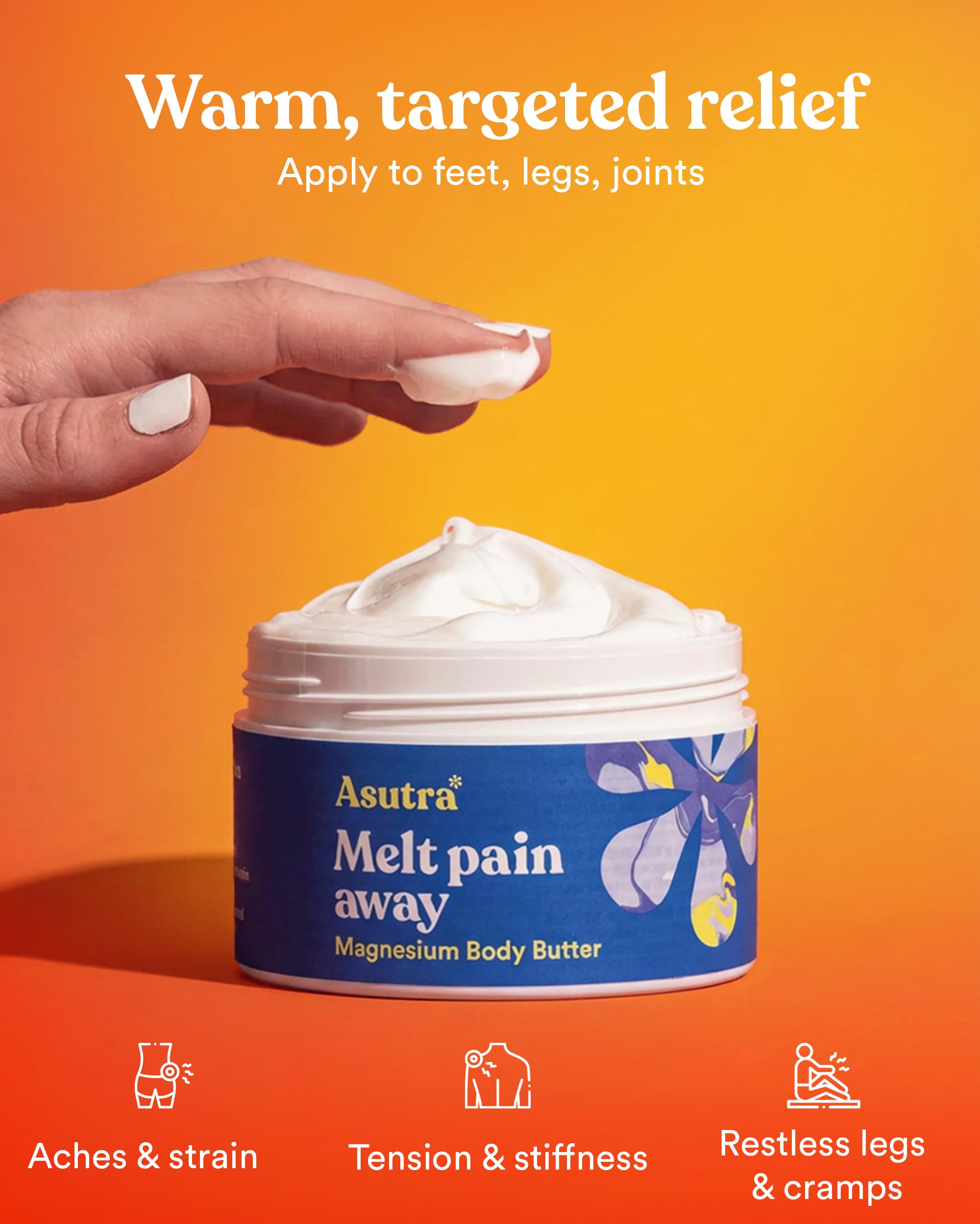ASUTRA Melt Pain Away Magnesium Cream – Warming Capsaicin Formula for Leg Cramps, Muscle Tension & Nighttime Leg Relief – Fast-Absorbing, Non-Sticky Topical Magnesium Lotion for Feet & Body ASUTRAAu supplements
