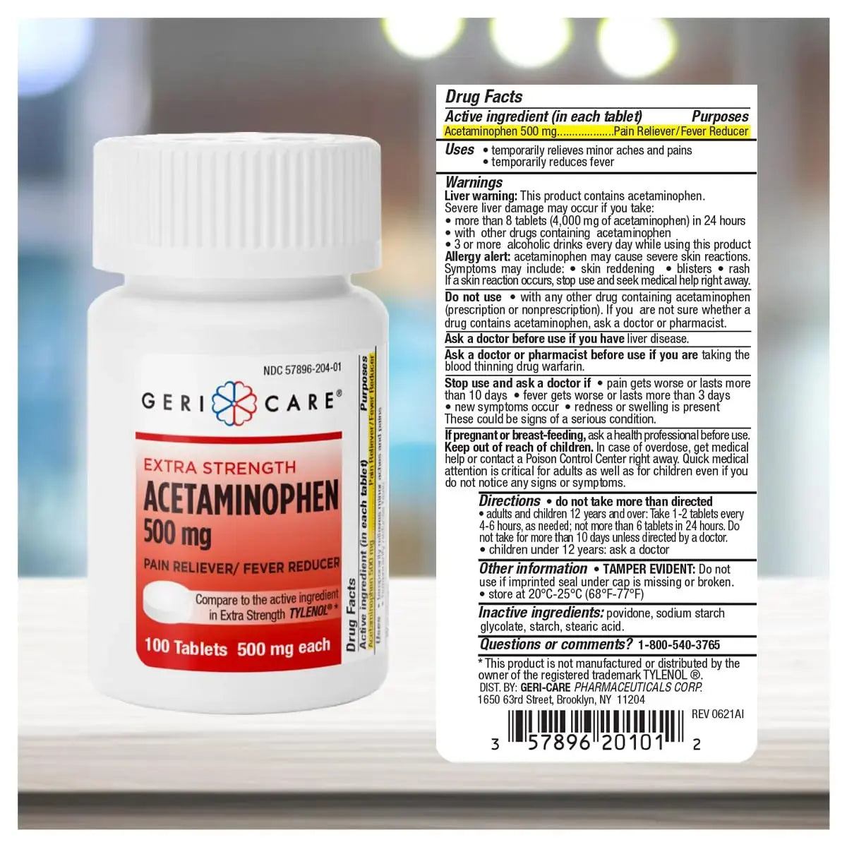 GeriCare Extra Strength Acetaminophen Pain Relief Fever Reducer Tablets, Strength 500mg Tablet | Joint, Muscle, Arthritis, Back Pain, Body Pain Relief, 100 Count (Pack of 2) GeriCareAu supplements