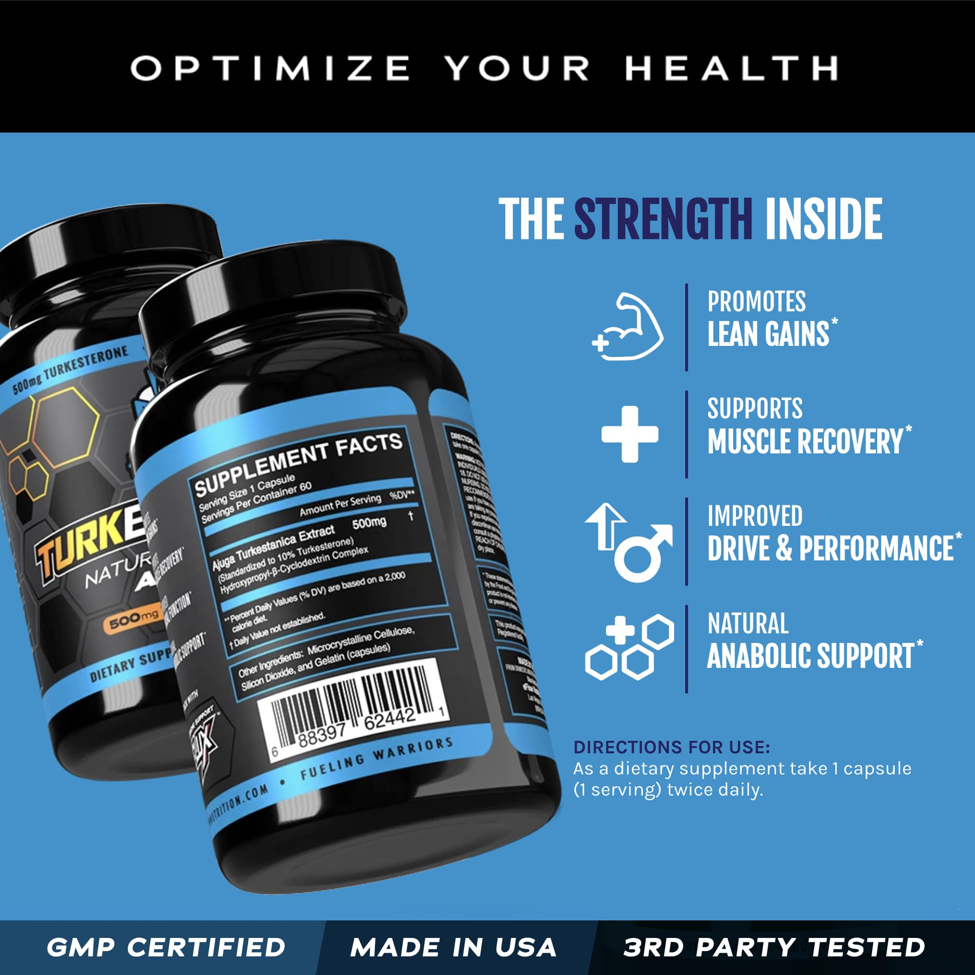 eFlow Nutrition Turkesterone (500 mg) Ajuga Turkestania Extract Complexed eFlow NutritionUS supplements