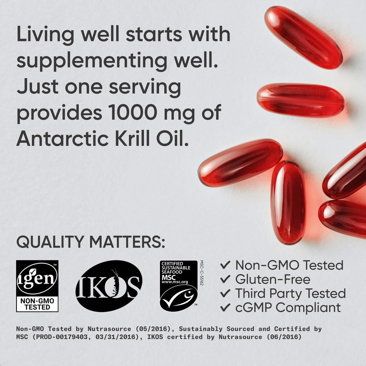 Sports Research® Omega-3 Krill Oil 1000mg - Pure Antarctic Superba Krill with Phospholipids, Choline & Astaxanthin - MSC Certified Sustainable · Non-GMO · Gluten Free - 60 Softgels Sports ResearchAu supplements