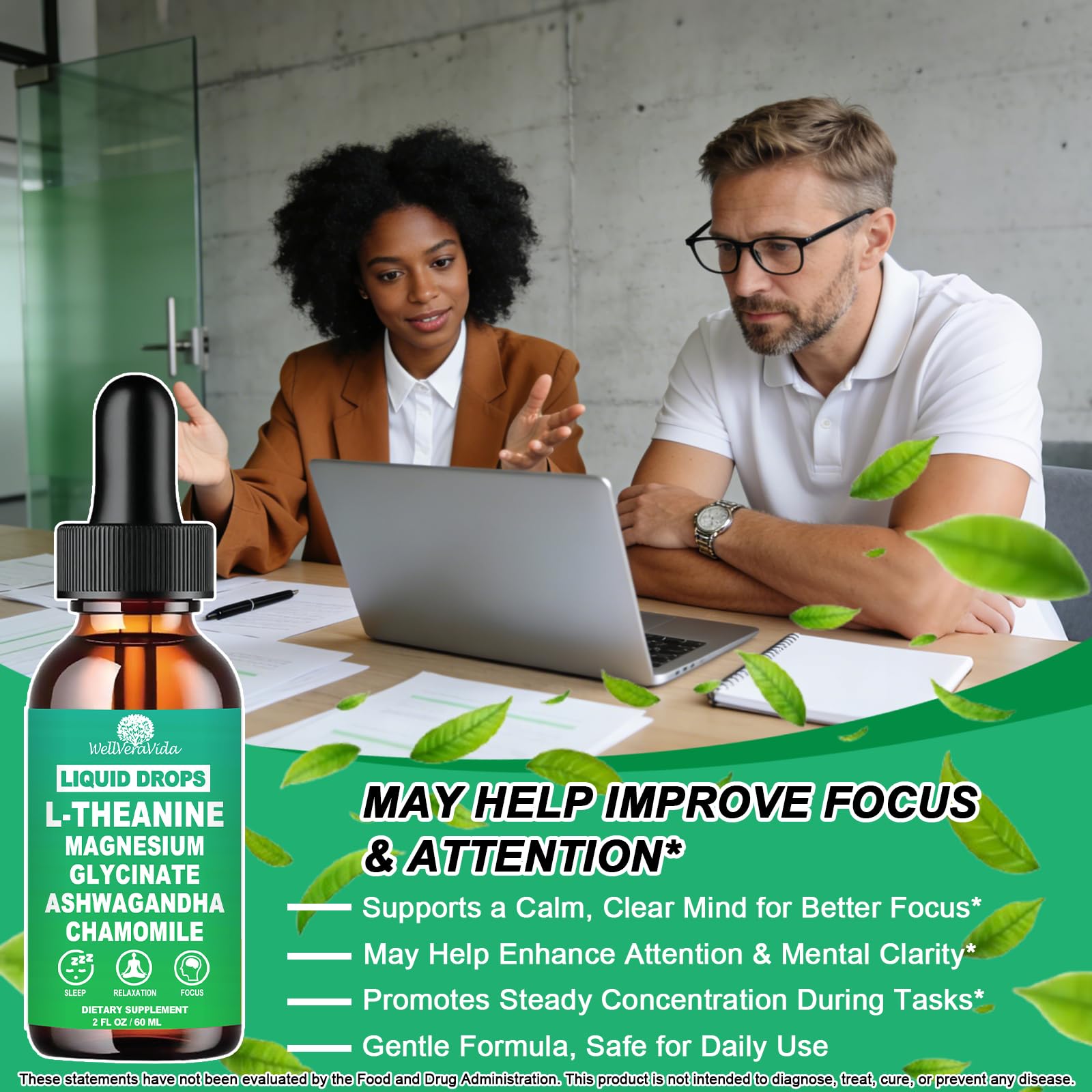 L theanine Liquid Drops, Theanine Supplement With Magnesium Glycinate & Ashwagandha for Sleep, Relaxation & Focus Support, High Absorption Liquid L Theanine 200mg for Adults & Kids丨Vegan, Non-GMO, 2oz WellVeraVidaAu supplements