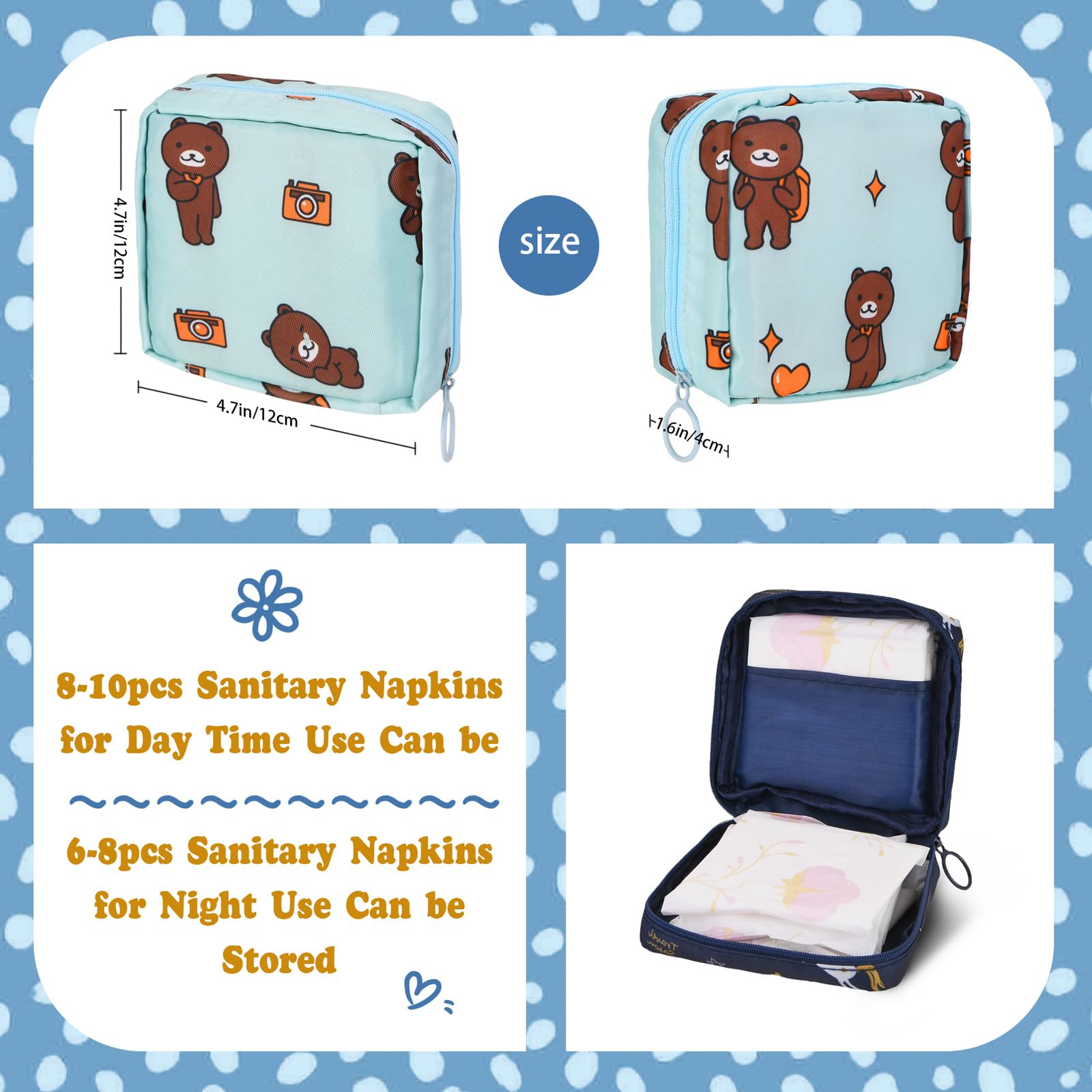 4Pcs Period Bag, Sanitary Pad Storage Bag Samll Period Pouch for Purse Cute Menstrual Period Bag AsterAu supplements
