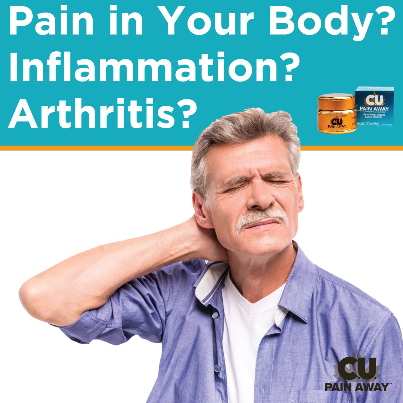 Arthritis Pain Relief Cream - C.U. Pain Away. Reduce Inflammation, Improve Mobility, Rapid Relief. Effective Muscle and Joint Pain Relief. All-Natural Ingredients. C.U. Pain AwayAu supplements