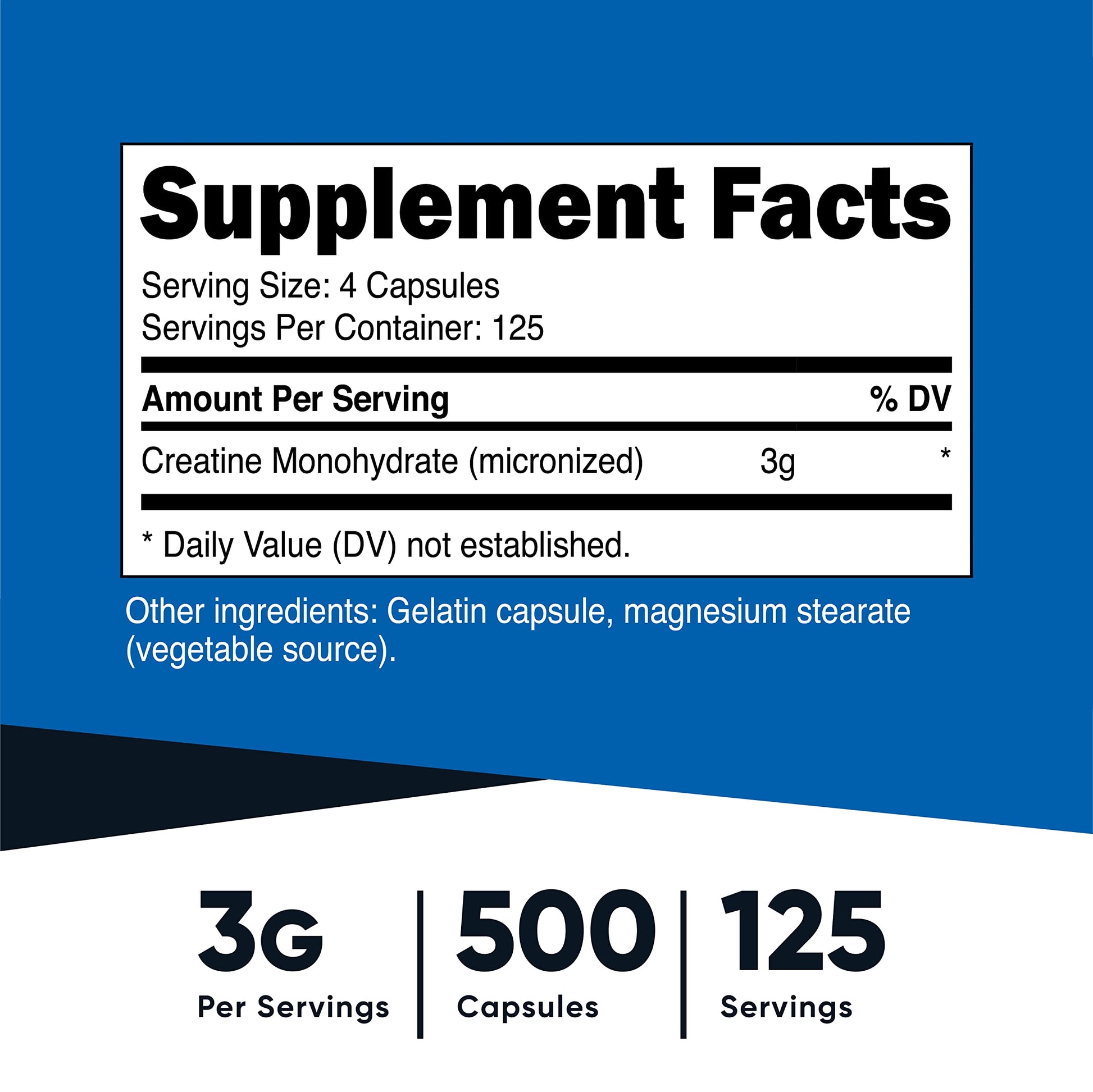 Nutricost Creatine Monohydrate 3000mg (750mg Per Cap), 500 Capsules (3 Bottles) NutricostAu supplements