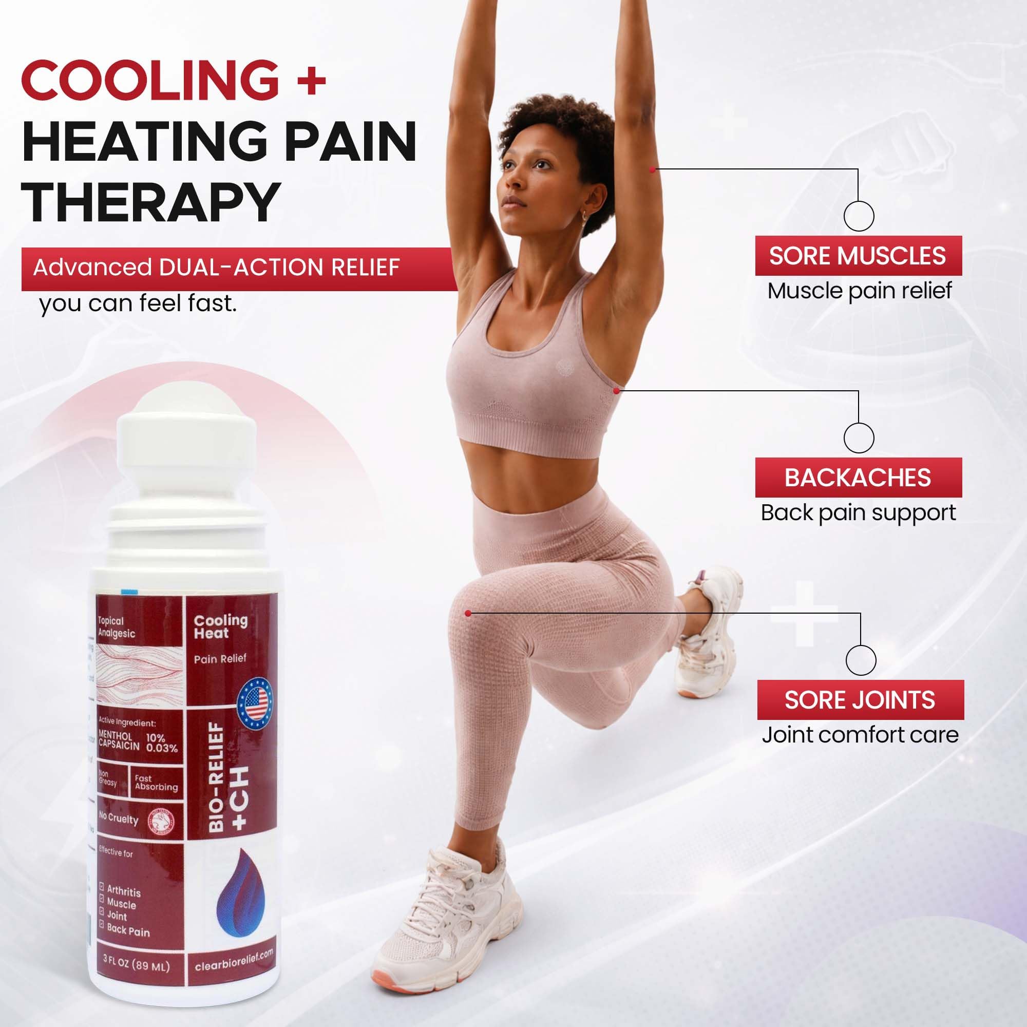 BIO-RELIEF +CH Pain Relief Roll On w 10% Methanol | Highly Effective, Cool & Topical Pain Relief Extra Strength for Arthritis,Muscle,Joint & Back | Easy Roll On Maximum Strength, Made in USA Scientific Solutions GlobalAu supplements