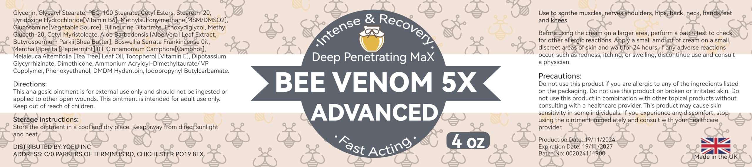 AEROMAXX Organic Bee Venom Muscle Joint Cream, 10x Maximum Caring Ointment, Soothe Shoulder, Back, Neck, Hands, Knuckles, Elbows, Feet, Leg, Knees, Ankle, Meniscus, for Adults, Elderly AEROMAXXAu supplements