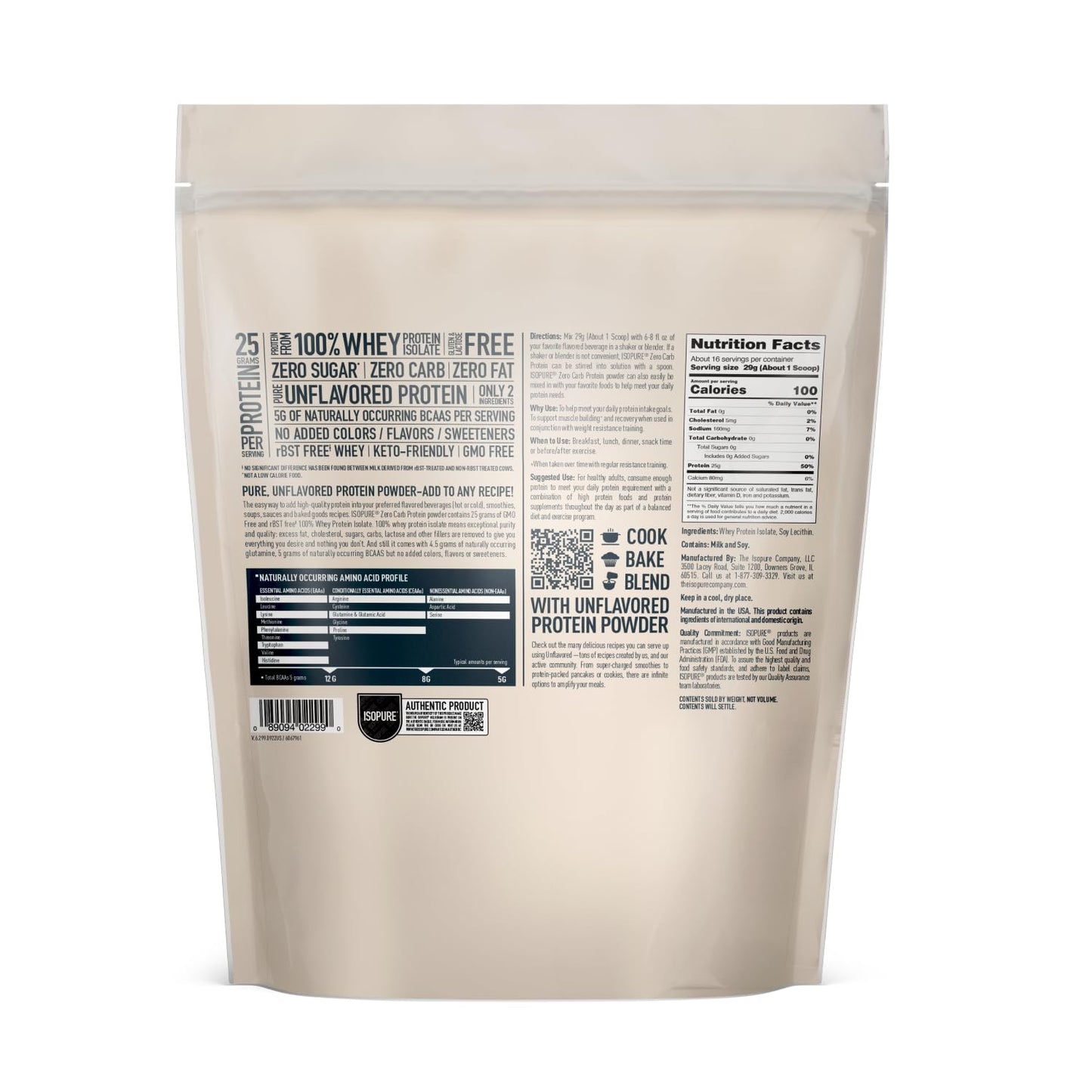 Isopure Unflavored Protein, Whey Isolate, 25g Protein, Zero Carb & Keto Friendly IsopureUS supplements