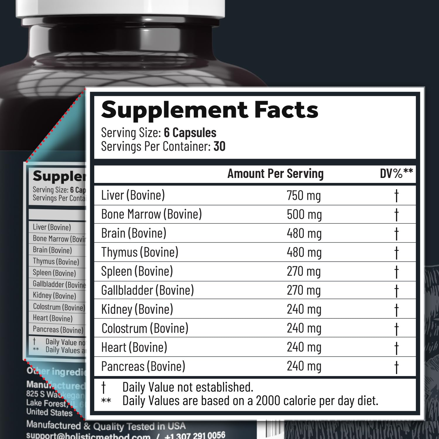 Beef Organ Supplement Complex - 10 Carnivore Grass Fed Proprietary Blend of Liver, Marrow, Brain, Thymus, Spleen, Kidney, Colostrum, Heart, Pancreas, Gallbladder - 180 Caps Carnivore MethodAu supplements