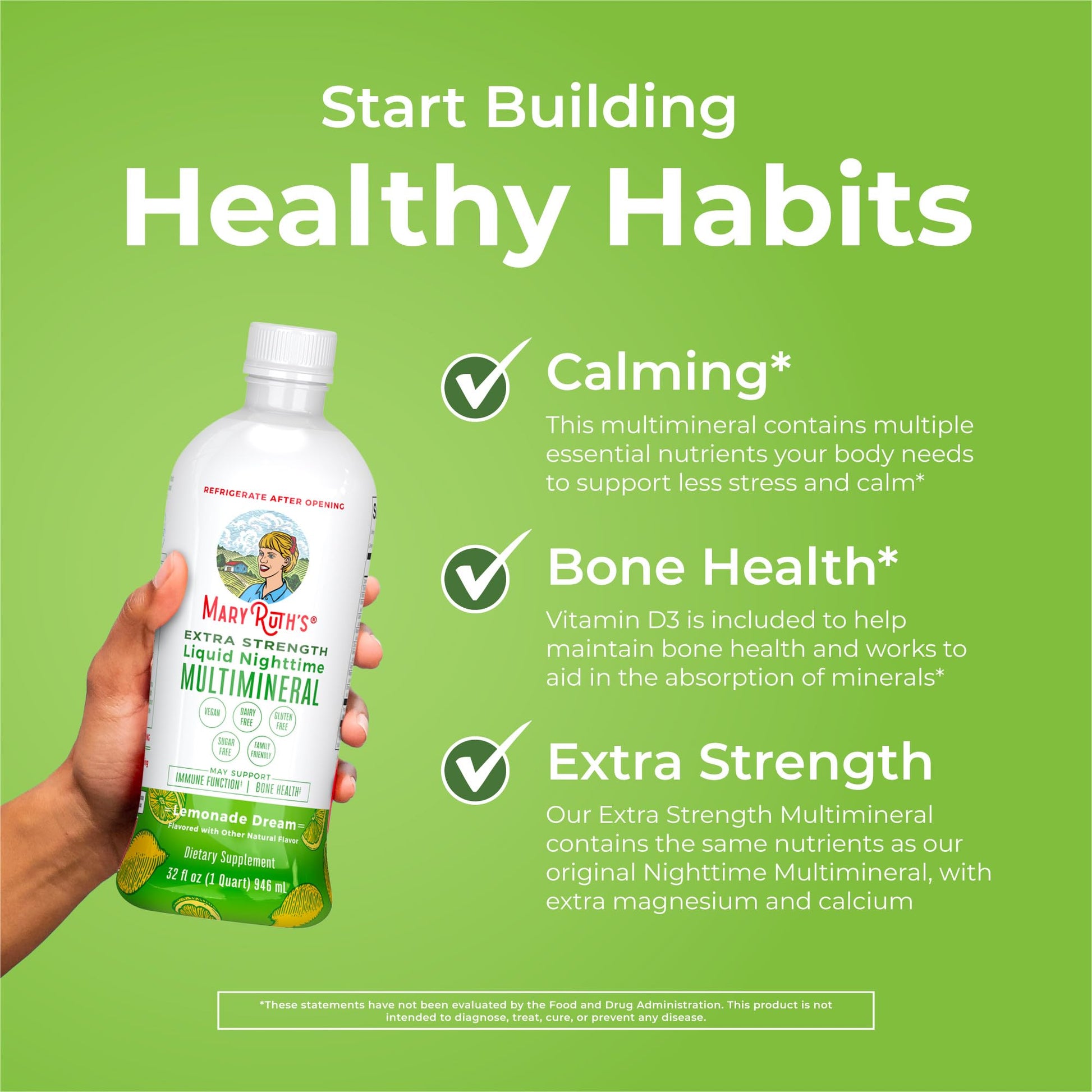 MaryRuth Organics Extra Strength Nighttime Liquid Multimineral | Sugar Free | Calm Magnesium Citrate | NO Melatonin | Calcium Magnesium Zinc | Muscle Relaxation | Lemonade Flavor | Vegan | 32 Serving MARYRUTH'SUS supplements