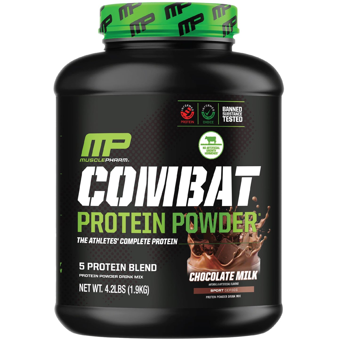 MusclePharm Combat Protein Powder, Chocolate Milk - 4 lb - Gluten Free - 52 Servings Muscle PharmUS supplements