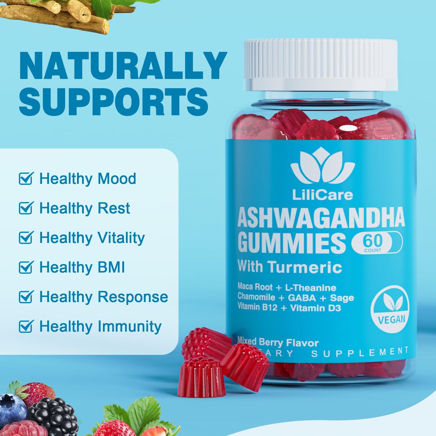 EnvyDeal 2 Pack Ashwagandha Gummies for Immune Support, 2000mg Organic Ashwa EnvyDealUS supplements