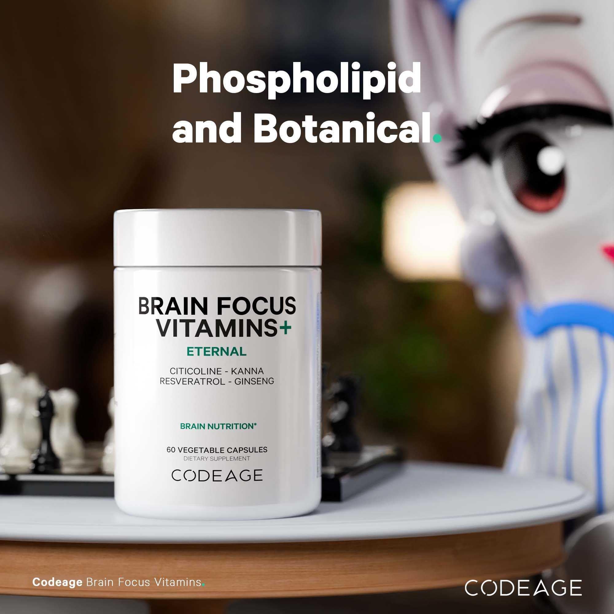 Codeage Brain Focus Vitamins+ Nootropic Supplement with Citicoline as Cognizin, Panax Ginseng, Resveratrol, Gotu Kola, Vitamin B12 Methylcobalamin - Liposomal Delivery - Non-GMO - 60 Capsules CodeageAu supplements