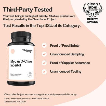 Myo-Inositol & D-Chiro Inositol Blend Capsule | 30-Day Supply | Most Beneficial 40:1 Ratio Wholesome StoryUS supplements