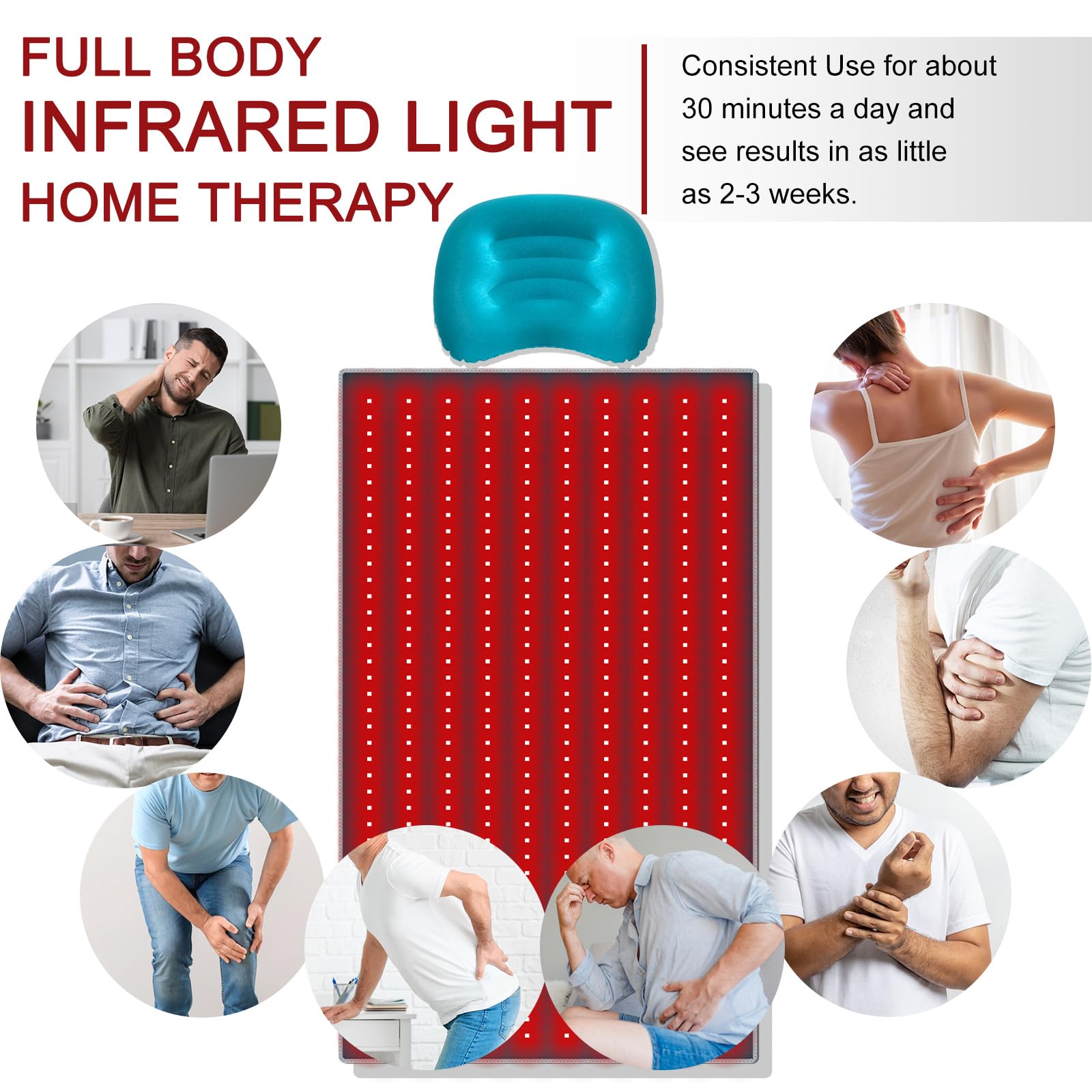 Red Light Therapy Pad 38 * 23.6 in - Red Light Therapy Body, 400 LEDs Using 660nm Red Light RutollmitAu supplements