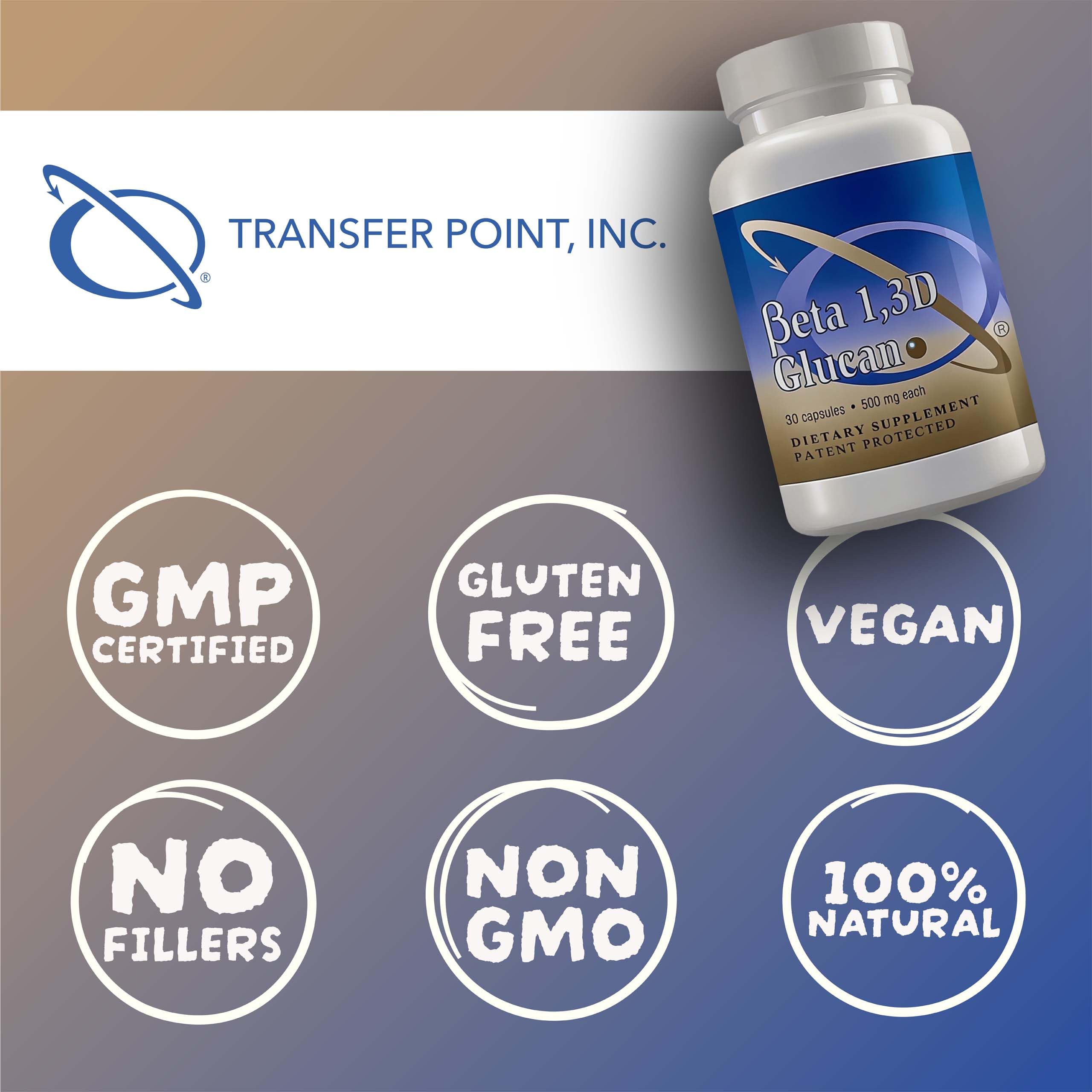 Transfer Point Immune Support Supplement Highly Purified Beta Glucan 500 mg per Capsule (b-glucan Fiber) (Pack of 1) Transfer PointAu supplements