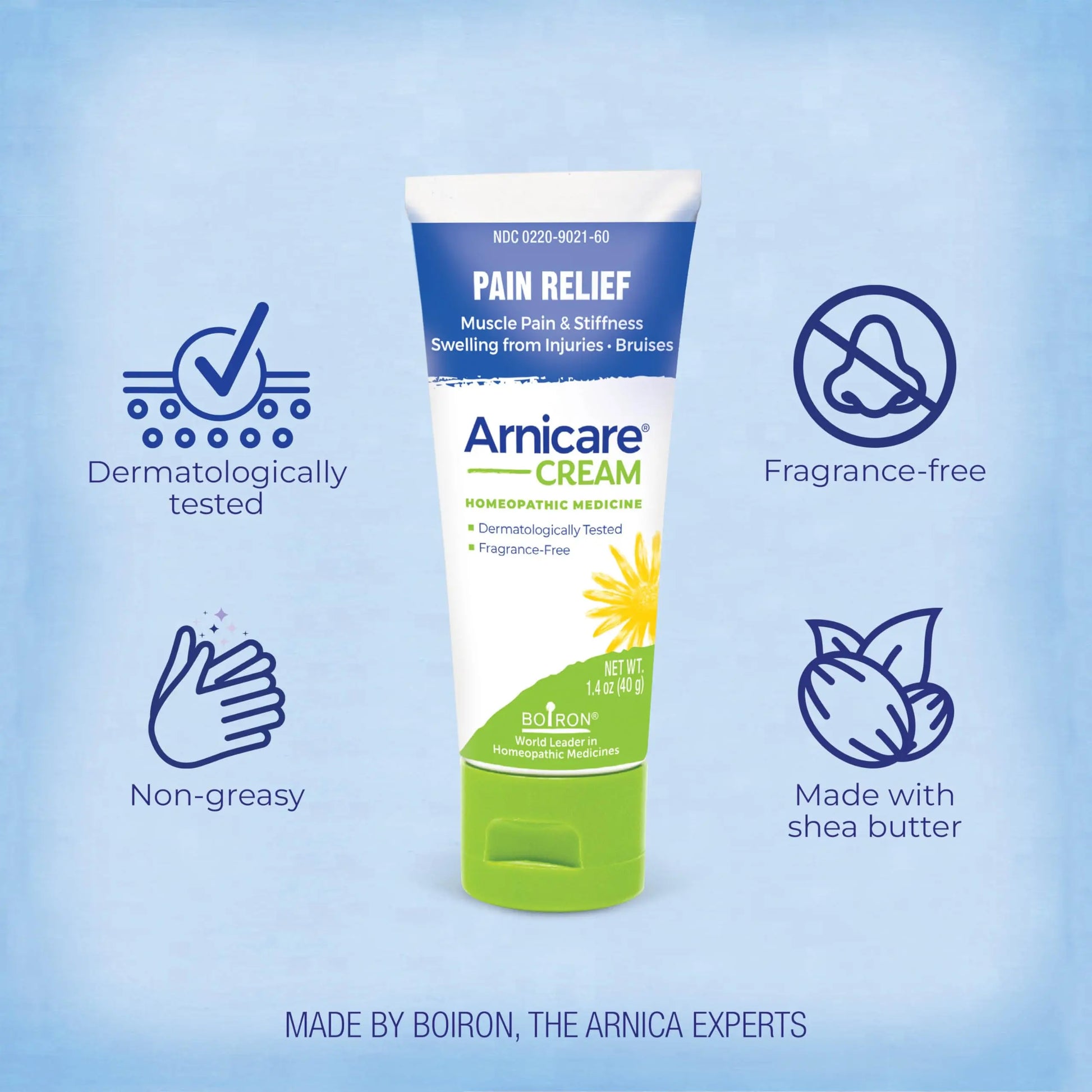Boiron Arnicare Cream for Relief for Joint Pain, Muscle Pain, Muscle Soreness, and Swelling from Bruises or Injury - Fast Absorbing and Fragrance-Free - 1.3 oz BoironAu supplements