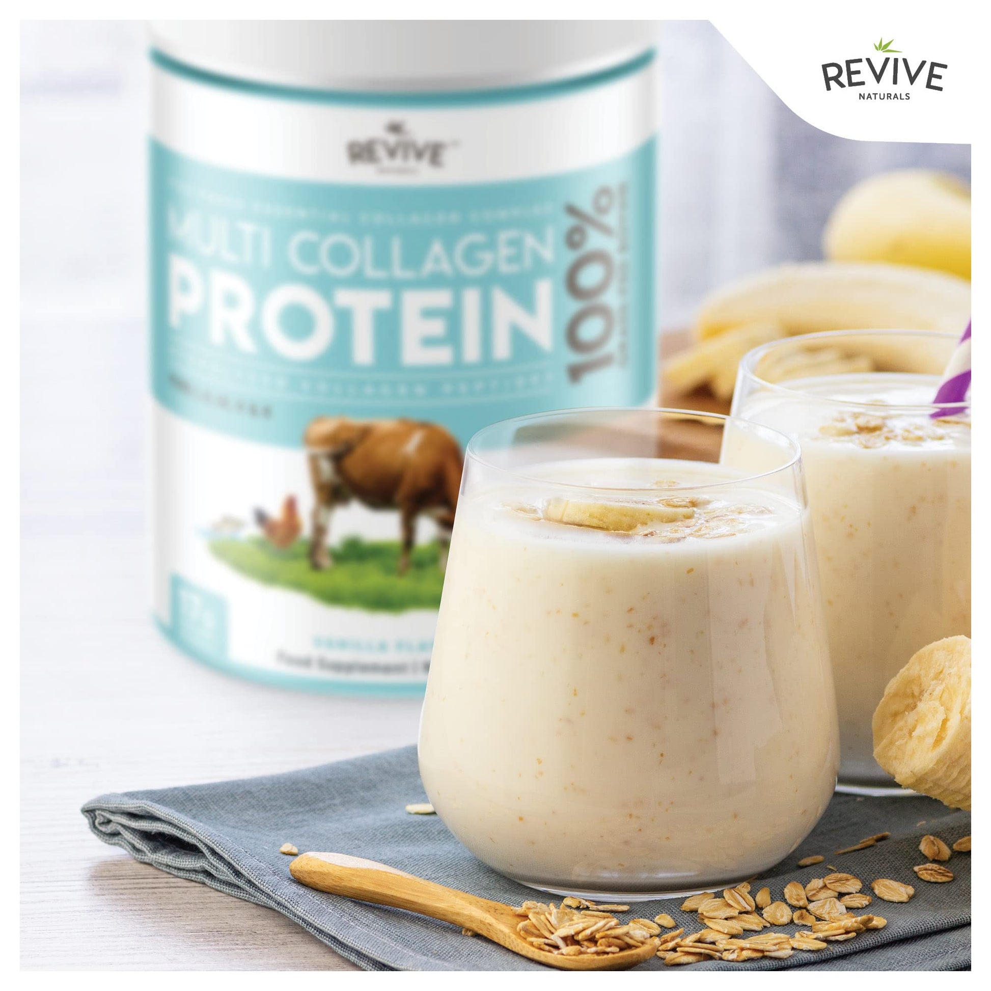 Vanilla Multi Collagen Protein Powder - 400g - Unsweetened - 5 Types of Collagen Peptides Revive NaturalsAu supplements