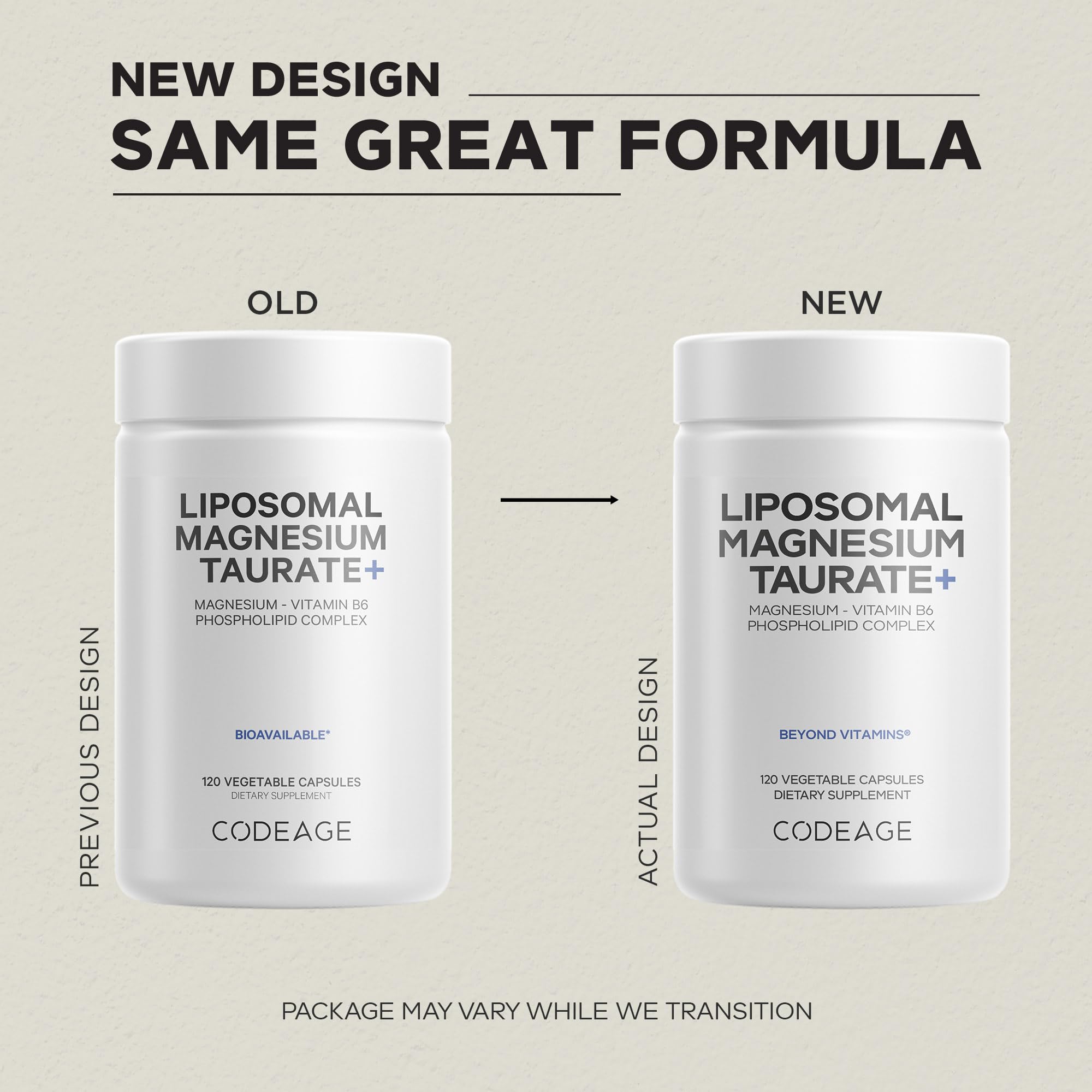 Codeage Liposomal Magnesium Taurate+ Supplement - Magnesium Taurate, Vitamin B6 as Pyridoxal 5-Phosphate, 2-Month Supply - Liposomal Delivery, Vegan, Non-GMO, Gluten-Free, 120 Capsules CodeageAu supplements