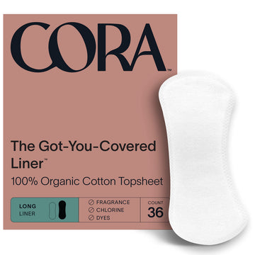 Cora Period Long Liners | 100% Organic Cotton Topsheet | Ultra Thin, Quick Absorbency CoraAu supplements