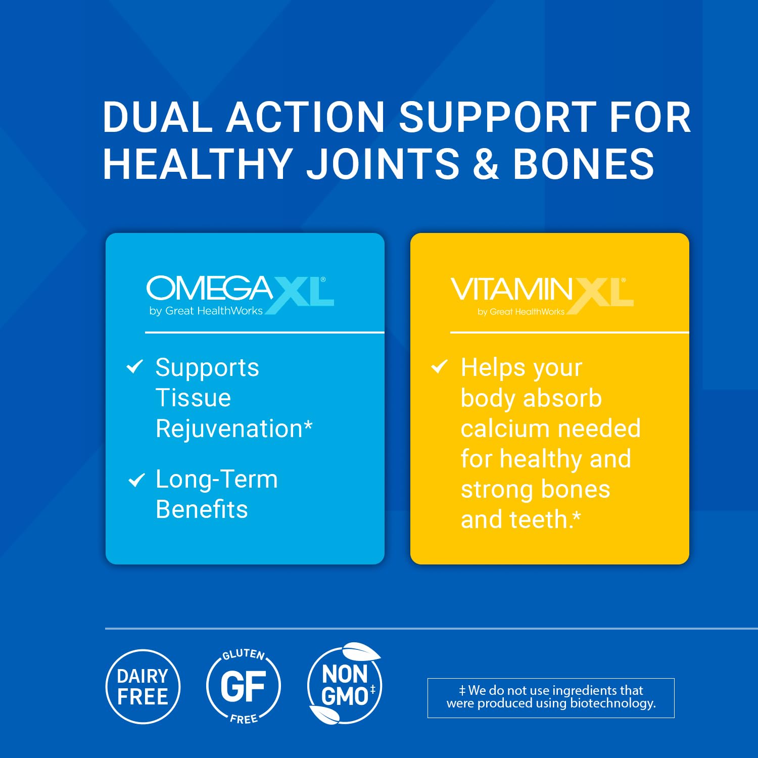 OmegaXL Joint Support Supplement - 60 Softgels & VitaminXL D3 High Potency Daily Vitamin D 5000 IU 125mcg Immune Support Supplement (30 Softgels) - 2 Pack OmegaXLAu supplements