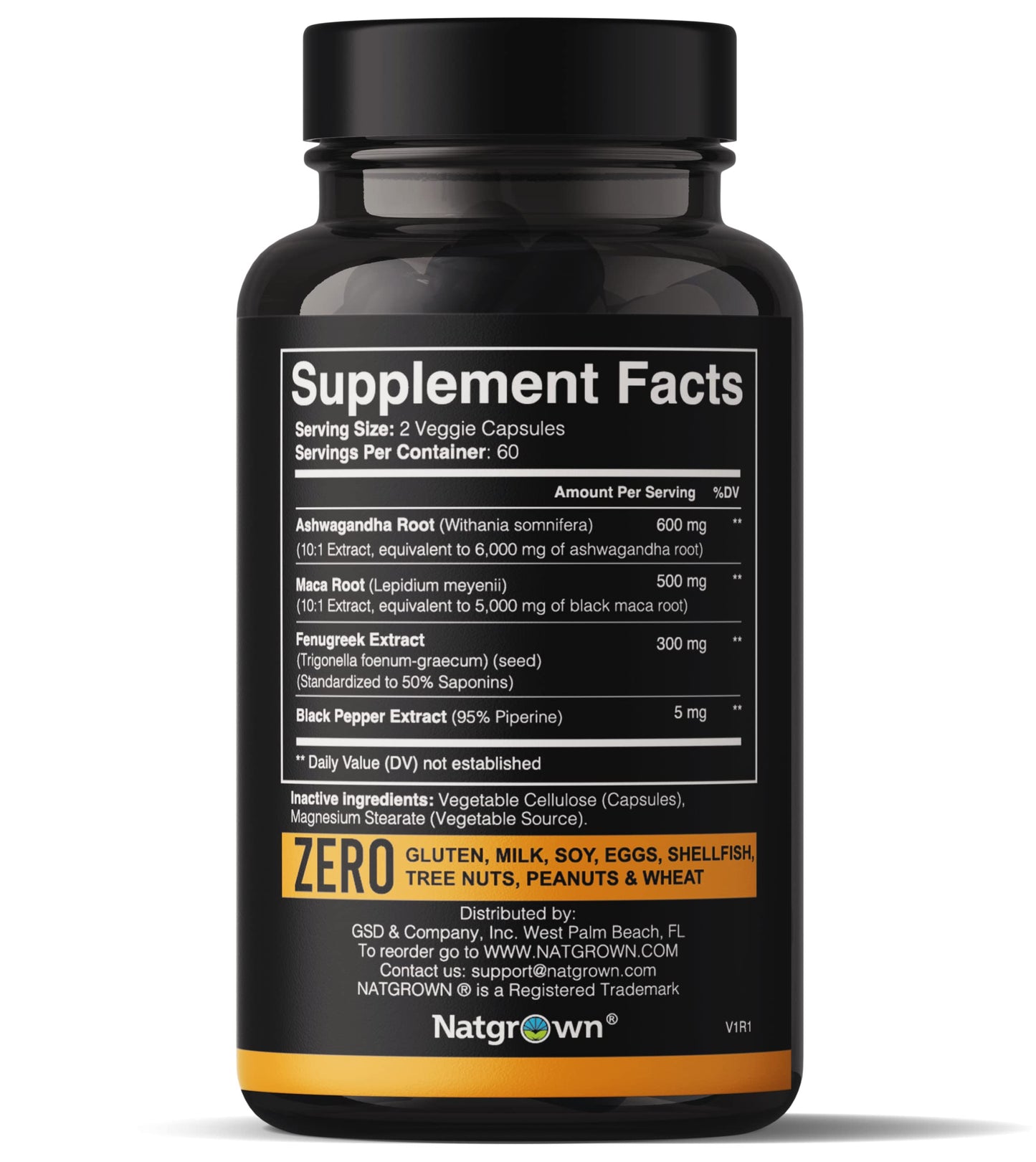 Natgrown Ashwagandha Maca Root Fenugreek Extract Capsules Supplement NatgrownUS supplements