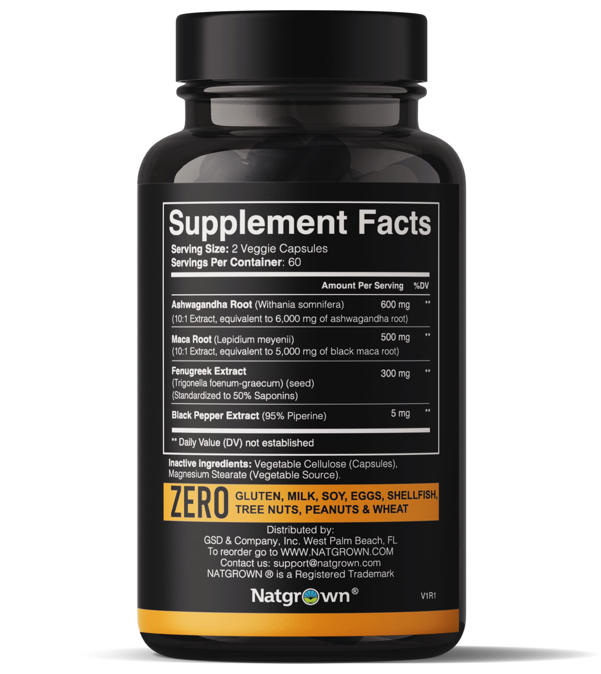 Natgrown Ashwagandha Maca Root Fenugreek Extract Capsules Supplement NatgrownUS supplements