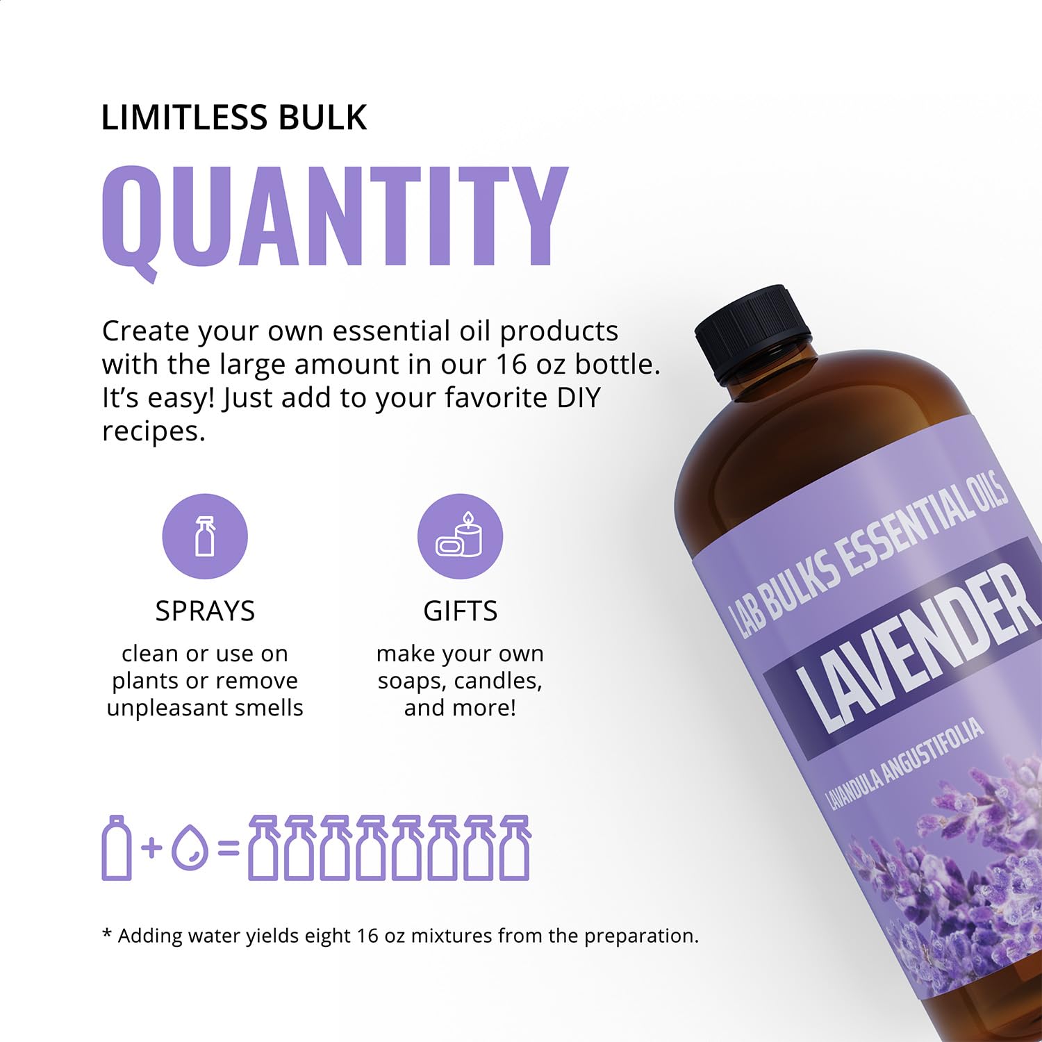 LAB BULKS ESSENTIAL OIL - Lavender Oil 16 Ounce Bottle for Diffusers, Home Care, Candles, Aromatherapy LAB BULKS ESSENTIAL OILAu supplements