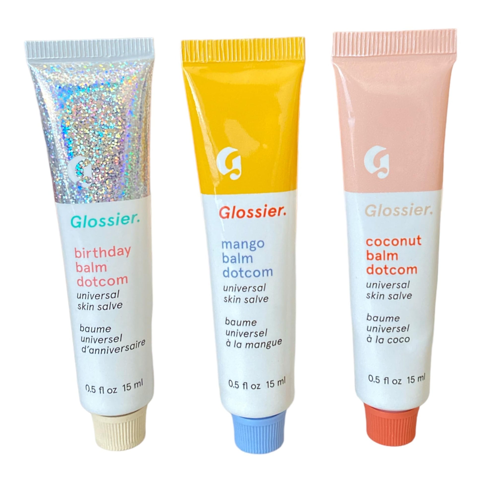 Glossier Balm Dotcom Trio Mango, Birthday, Coconut Size: 0.5 fl oz / 15 ml GlossierAu supplements