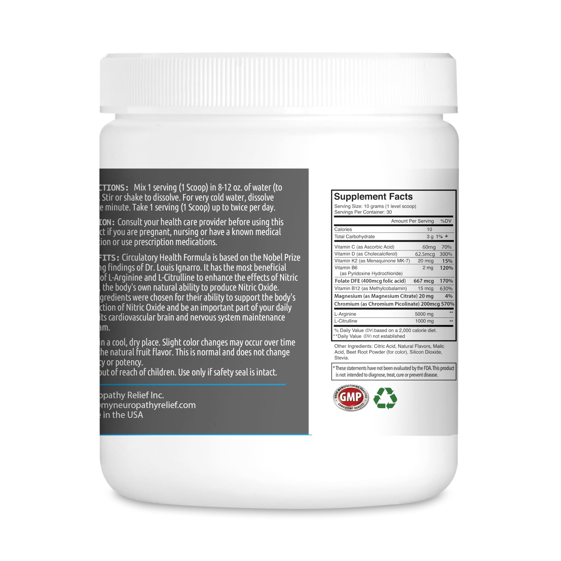 Neuropathy Relief - Circulatory Health Formula Nitric Oxide Booster - Berry Blend - L-Arginine Neuropathy ReliefAu supplements