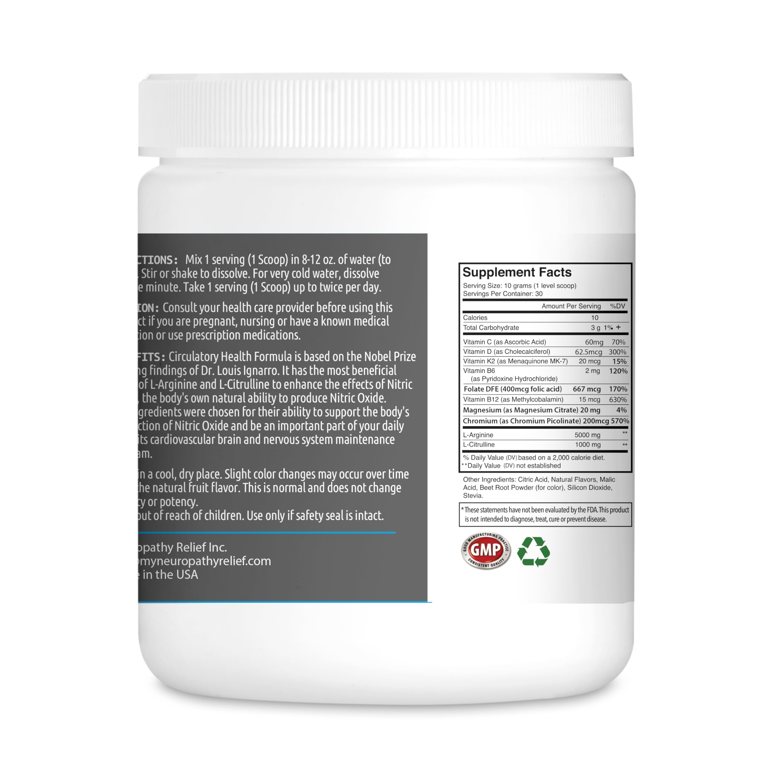 Neuropathy Relief - Circulatory Health Formula Nitric Oxide Booster - Berry Blend - L-Arginine Neuropathy ReliefAu supplements