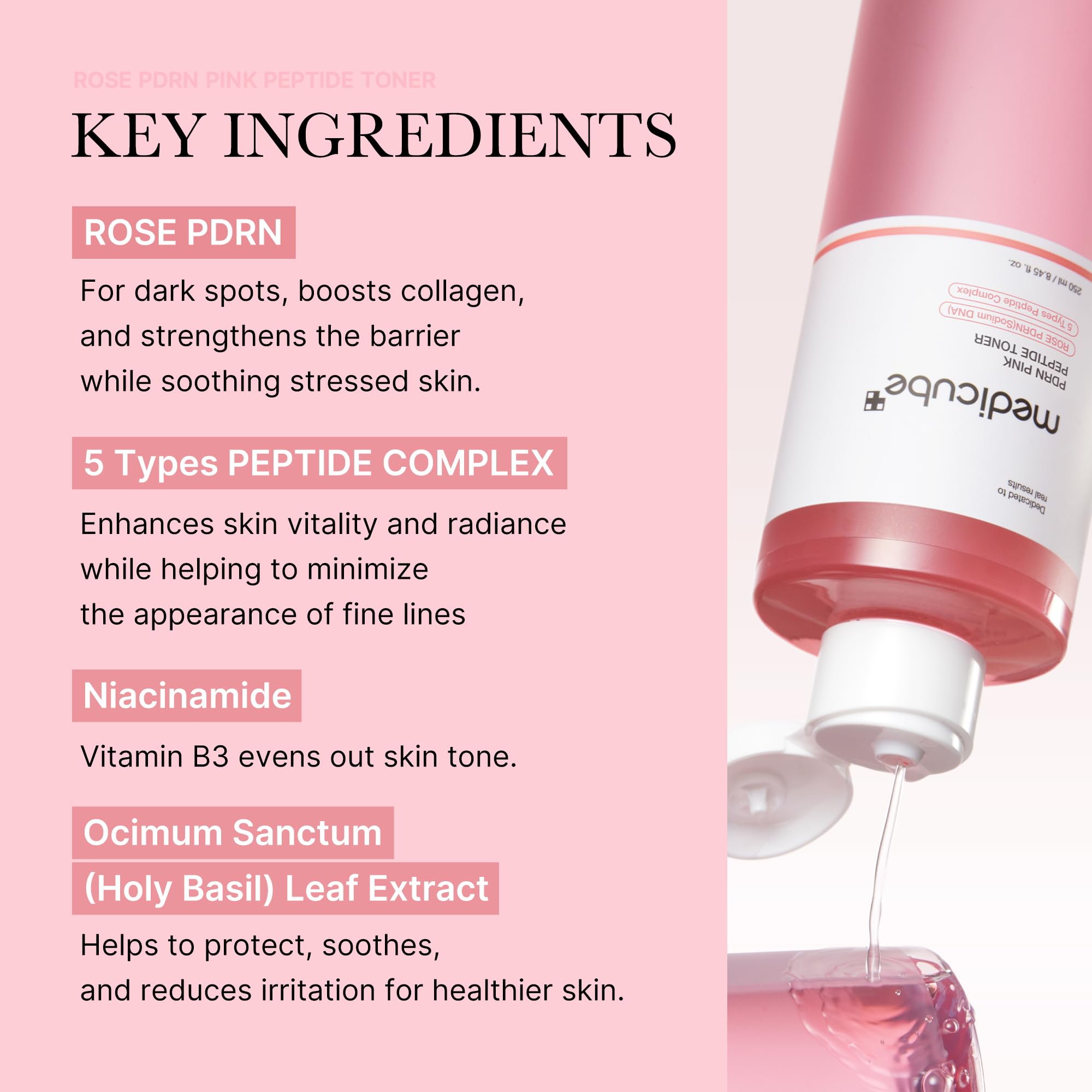 medicube PDRN Toner Rose PDRN Peptide Toner | Lightweight & Watery Type for Skin Boosting, Soothing and Calming, Uneven Skin Tone | with Rose, Peptide, Niacinamide | Korean Skincare, 8.45 fl.oz medicubeAu supplements