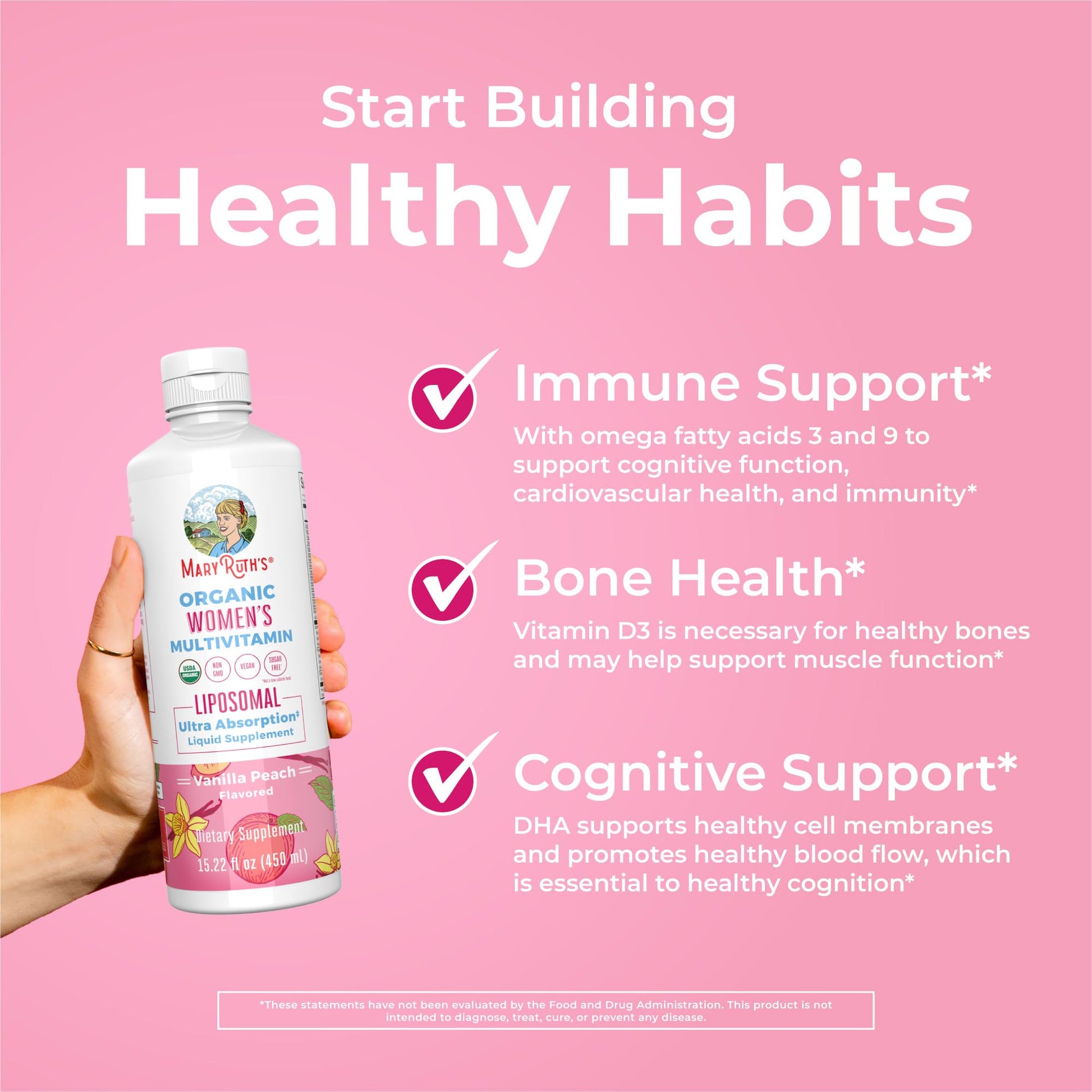 MaryRuth Organics USDA Organic Multivitamin for Women, Sugar Free Womens Multivitamin, Liquid Vitamins for Women, Immune Support Supplement, Ashwagandha, Methylfolate, Vegan, Non-GMO, 15.22 Fl Oz MARYRUTH'SUS supplements
