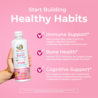 MaryRuth Organics USDA Organic Multivitamin for Women, Sugar Free Womens Multivitamin, Liquid Vitamins for Women, Immune Support Supplement, Ashwagandha, Methylfolate, Vegan, Non-GMO, 15.22 Fl Oz MARYRUTH'SUS supplements