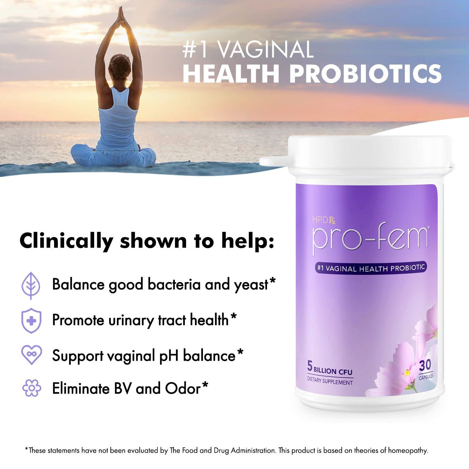 HPD Rx Pro-Fem #1 Vaginal Health Probiotic | Vaginal Probiotics | Clinically Proven to Promote Yeast & PH HPD RxAu supplements