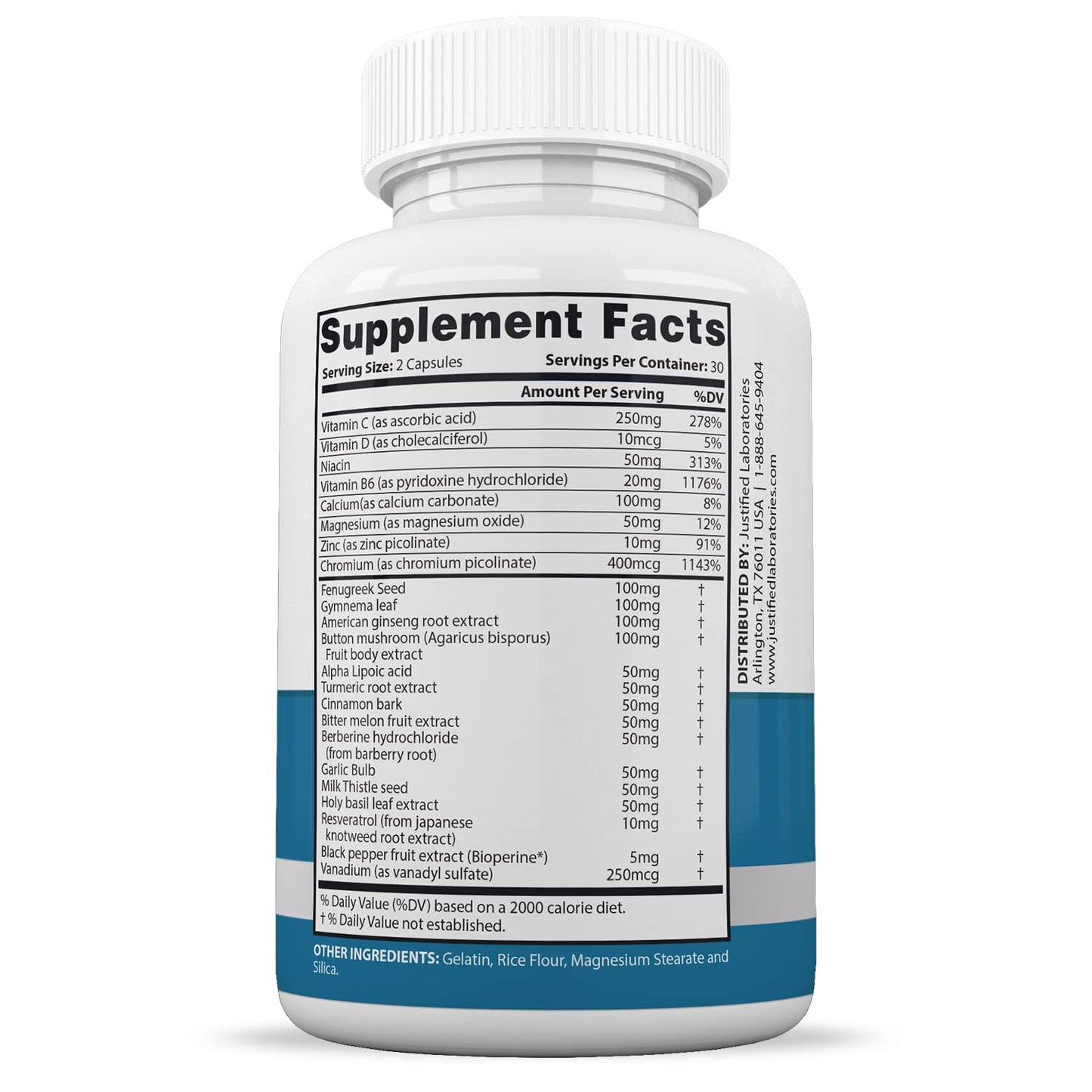 Justified Laboratories (5 Pack) Glucotrust Max 1295MG Formula Supplement Pills 300 cap Justified LaboratoriesUS supplements