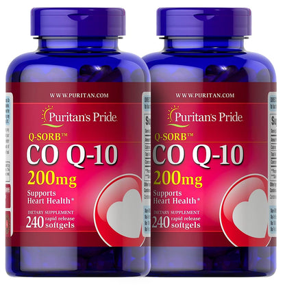 Puritan's Pride QSORB CoQ10 200 mg, Supports Heart Health (2 Pack of 240 softgels) Puritan's PrideUS supplements