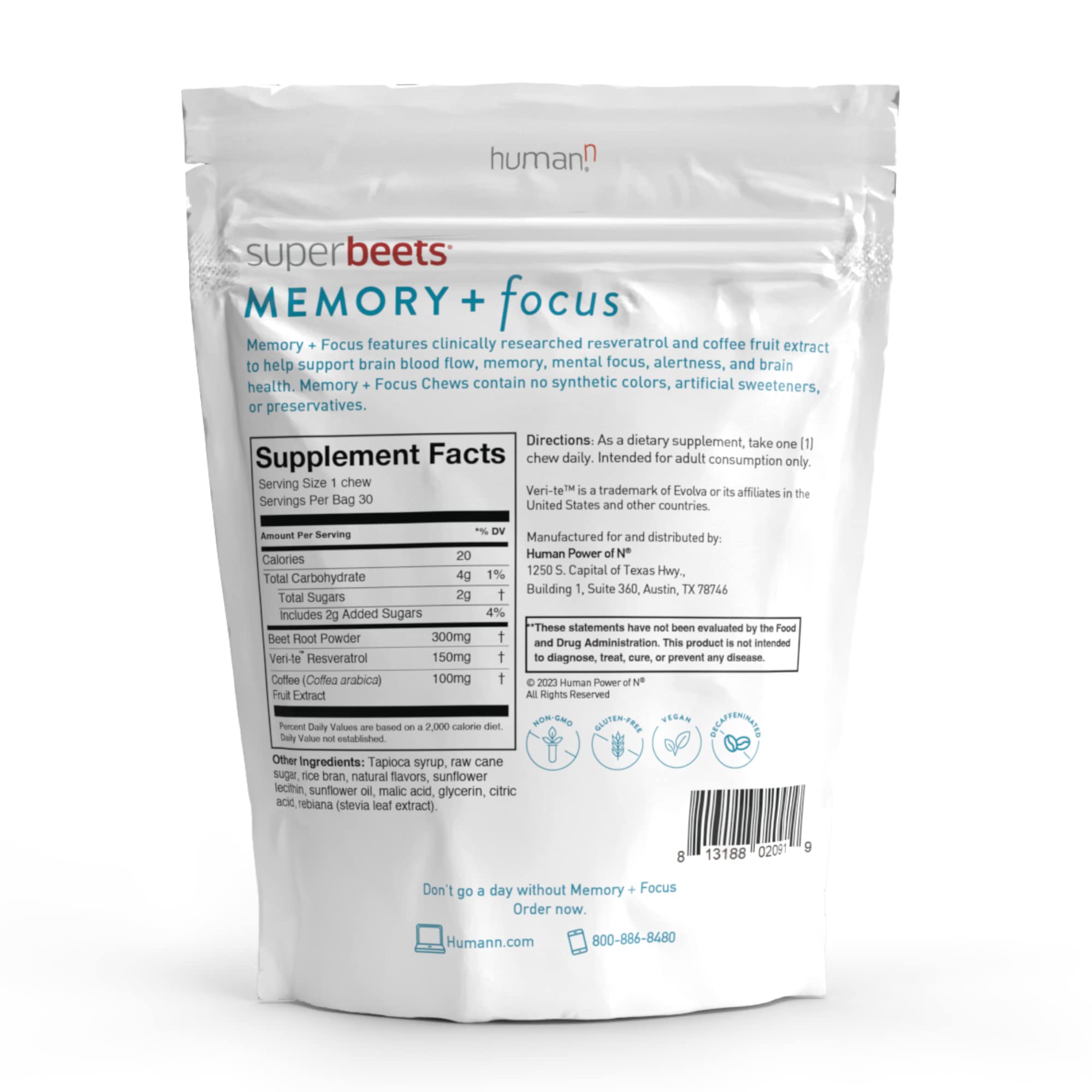humanN SuperBeets SuperBeets Heart Chews & Memory + Focus Chews & Neo40 Daily humanNAu supplements