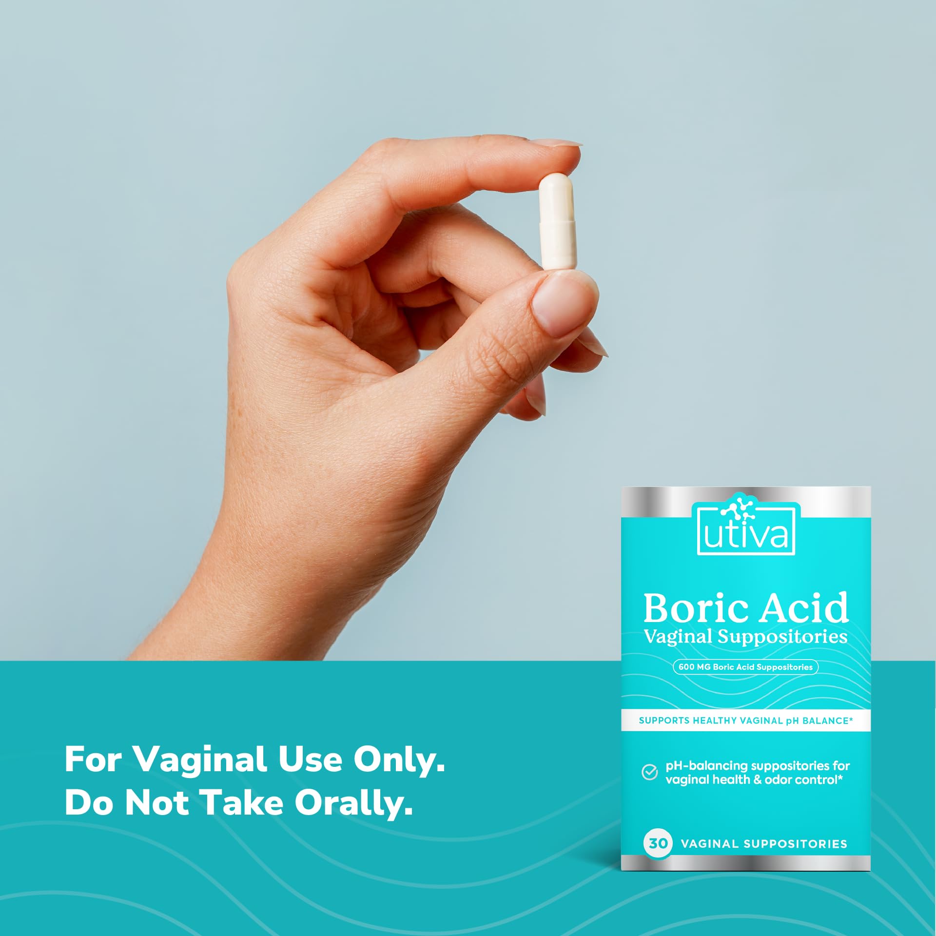 10% Bundle Utiva Boric Acid - 600mg 30-Boric Acid Vaginal Suppositories to Lower pH and Support Vaginal Health + Utiva Suppository Applicators – Hygienic Individually Wrapped 15 Vaginal Applicators Szio+US supplements