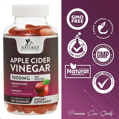 Nature's Nutrition Apple Vinegar Gummy for Weight Loss 1000mg - Vegan Apple Cider Vinegar Nature's NutritionUS supplements