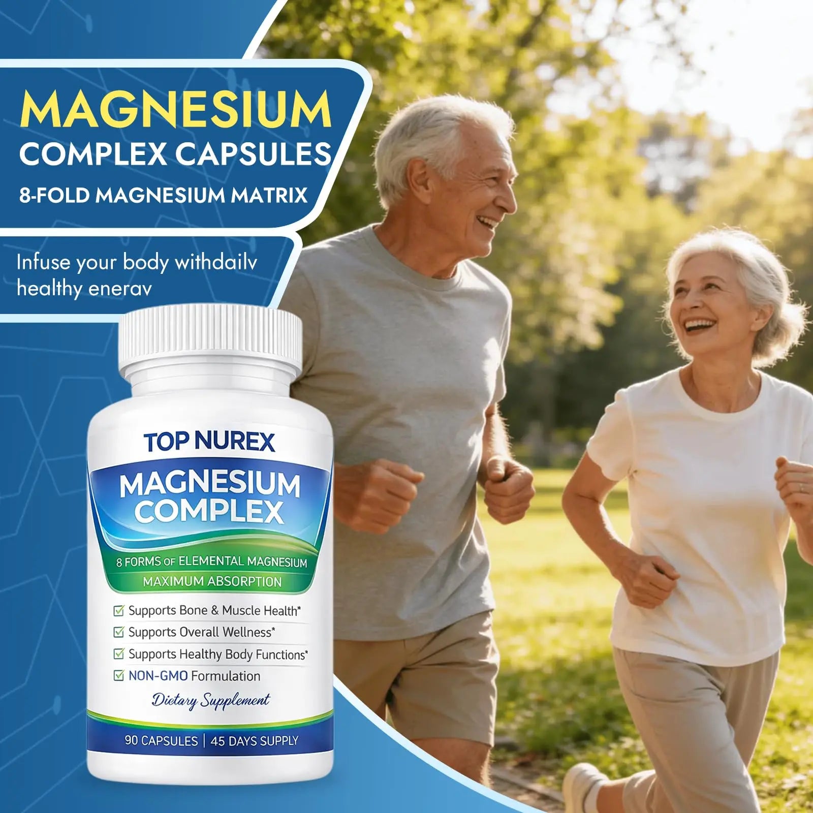 Top Nurex Magnesium Complex 1000 mg, 8-Source Magnesium Blend with Glycinate, Citrate, Malate & Taurate, Vegan Formula, Non-GMO, 90 Capsules Top Nurexnz supplements