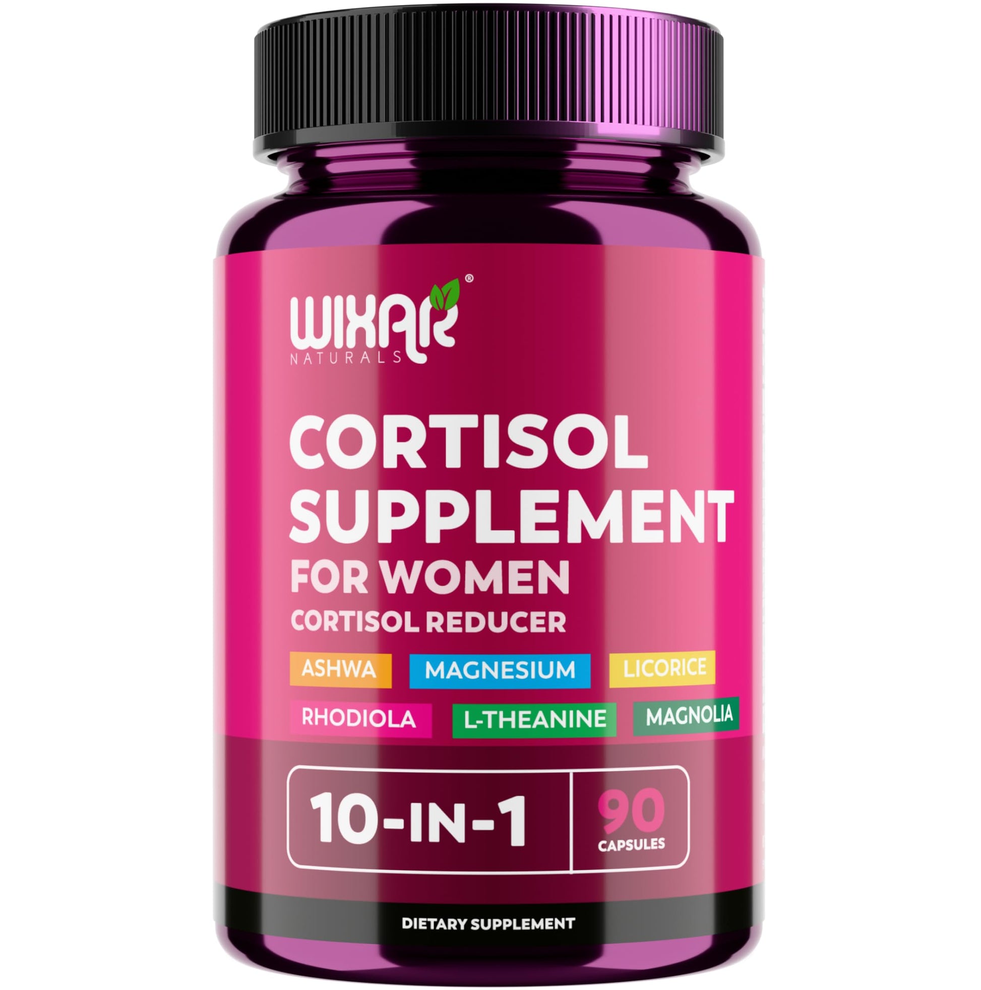 WIXAR Cortisol Supplements for Women with Ashwagandha, Magnesium, L-Theanine, Rhodiola Rosea - for High Cortisol Balanace Manager - for Sleep Support, Mood & Focus Supplement - 90 Capsules WIXAR NATURALSAu supplements