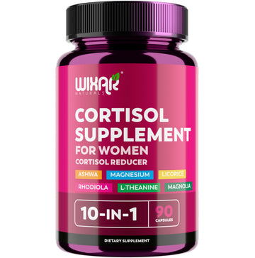 WIXAR Cortisol Supplements for Women with Ashwagandha, Magnesium, L-Theanine, Rhodiola Rosea - for High Cortisol Balanace Manager - for Sleep Support, Mood & Focus Supplement - 90 Capsules WIXAR NATURALSAu supplements