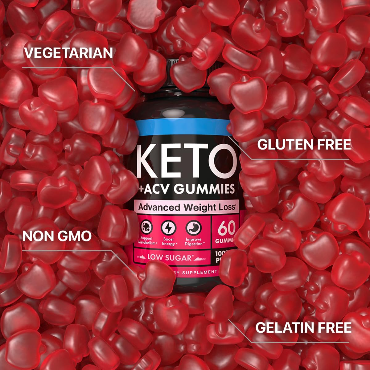 Keto Apple Cider Vinegar Gummies 1000mg - Well-Digested ACV Keto Gummies for Weight Loss BeilancyAu supplements