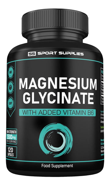 Magnesium Glycinate Supplements & Vitamin B6 - 120 High Strength Capsules SS Sport SuppliesUS supplements