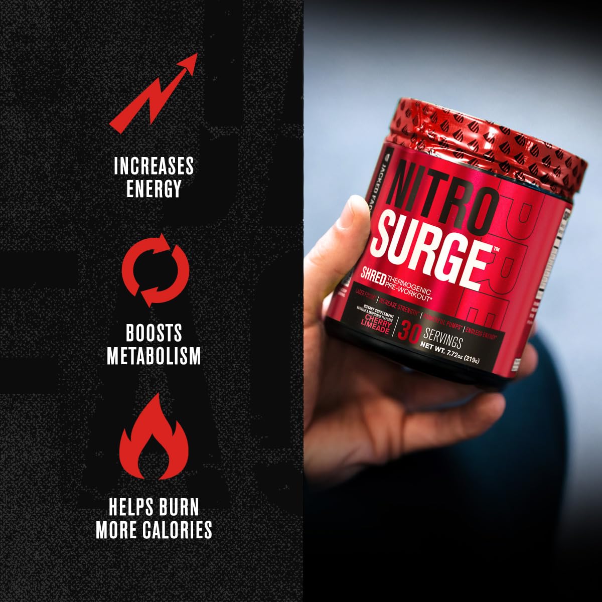 Jacked Factory NITROSURGE Shred Pre Workout Supplement - Energy Booster, Instant Jacked FactoryUS supplements