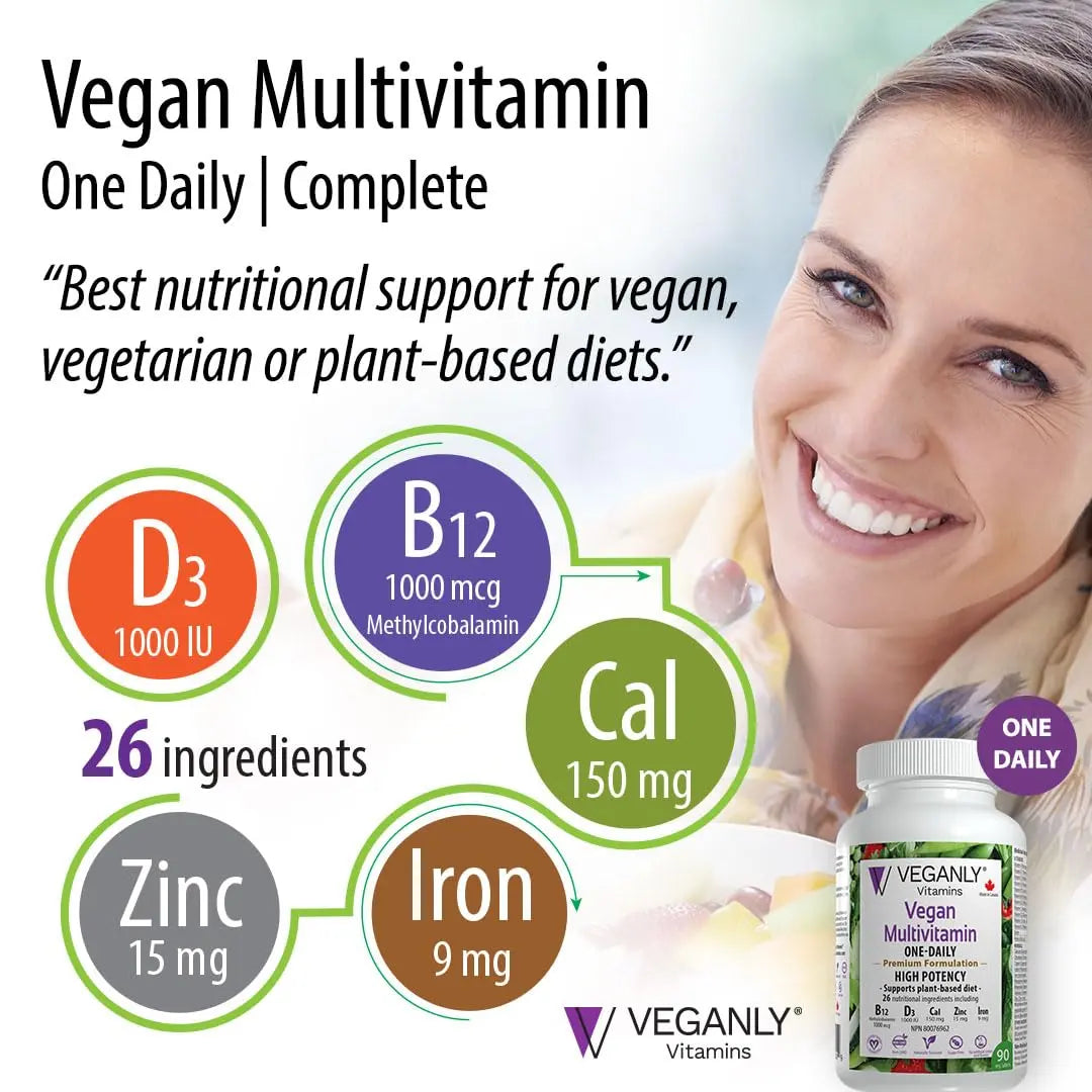 VEGANLY Vitamins Vegan Multivitamin One-Daily, (90 Veg Tablets). Complete Nutrition Support for Plant-Based, Vegan or Vegetarian Diets VEGANLY VitaminsAu supplements
