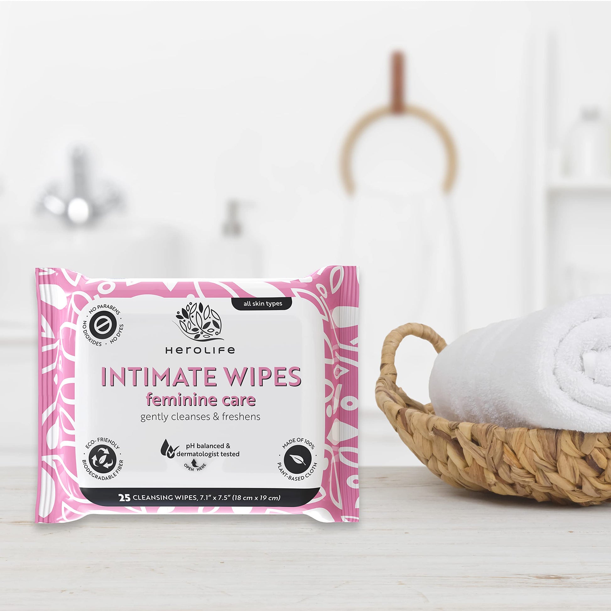 HEROLIFE Personal Wipes for Feminine Care, Single Use To Go, Plant-Based, 1 pack of 40 Single HerolifeAu supplements